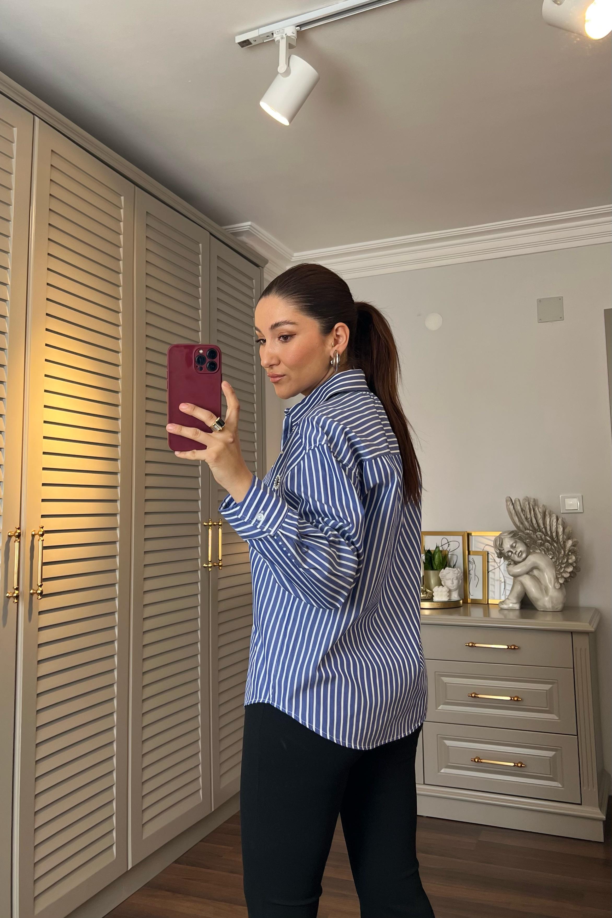 TAŞ VE İNCİ İŞLEMELİ GÖMLEK/35992