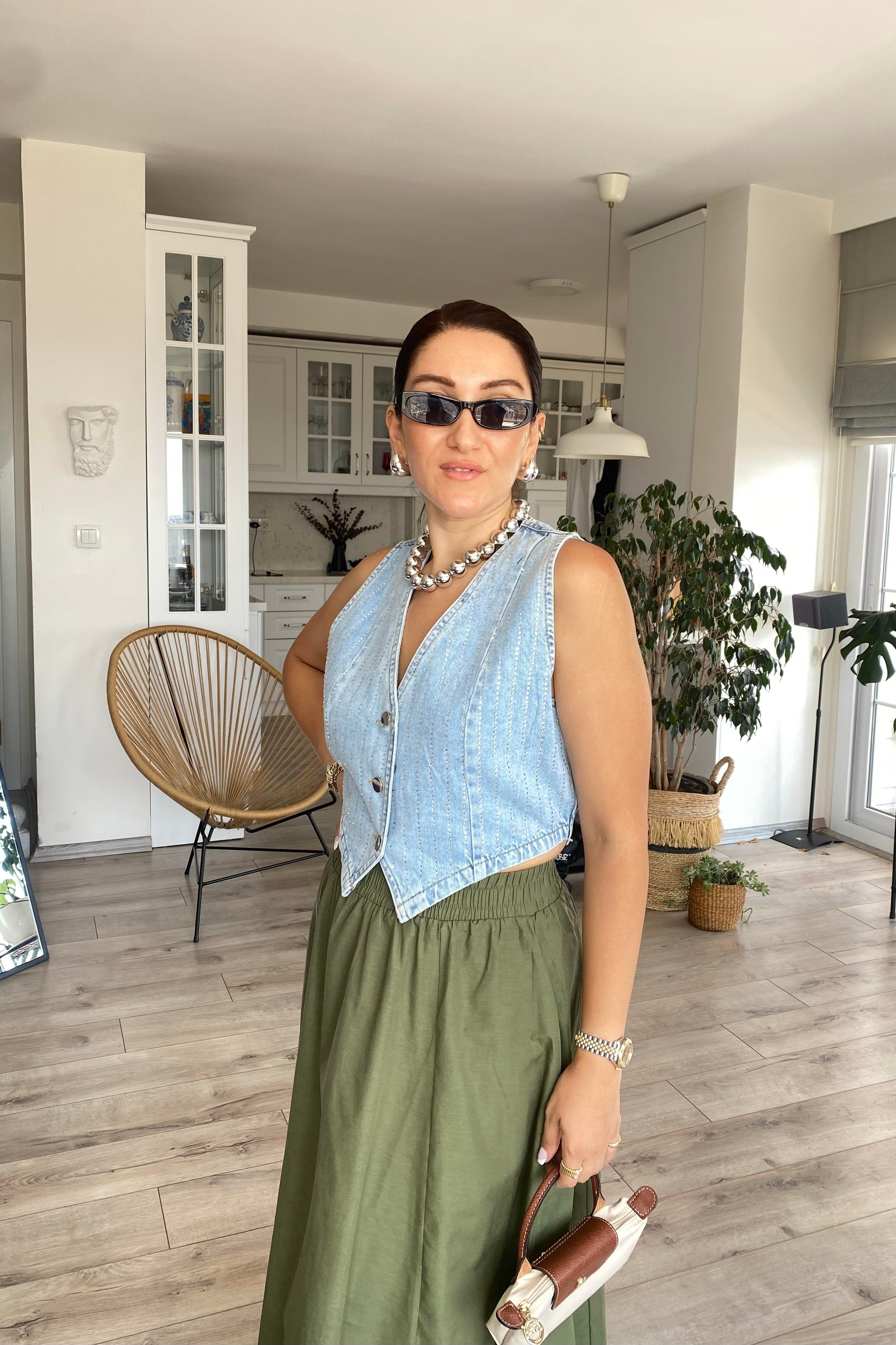 TAŞLI DENİM YELEK/22030