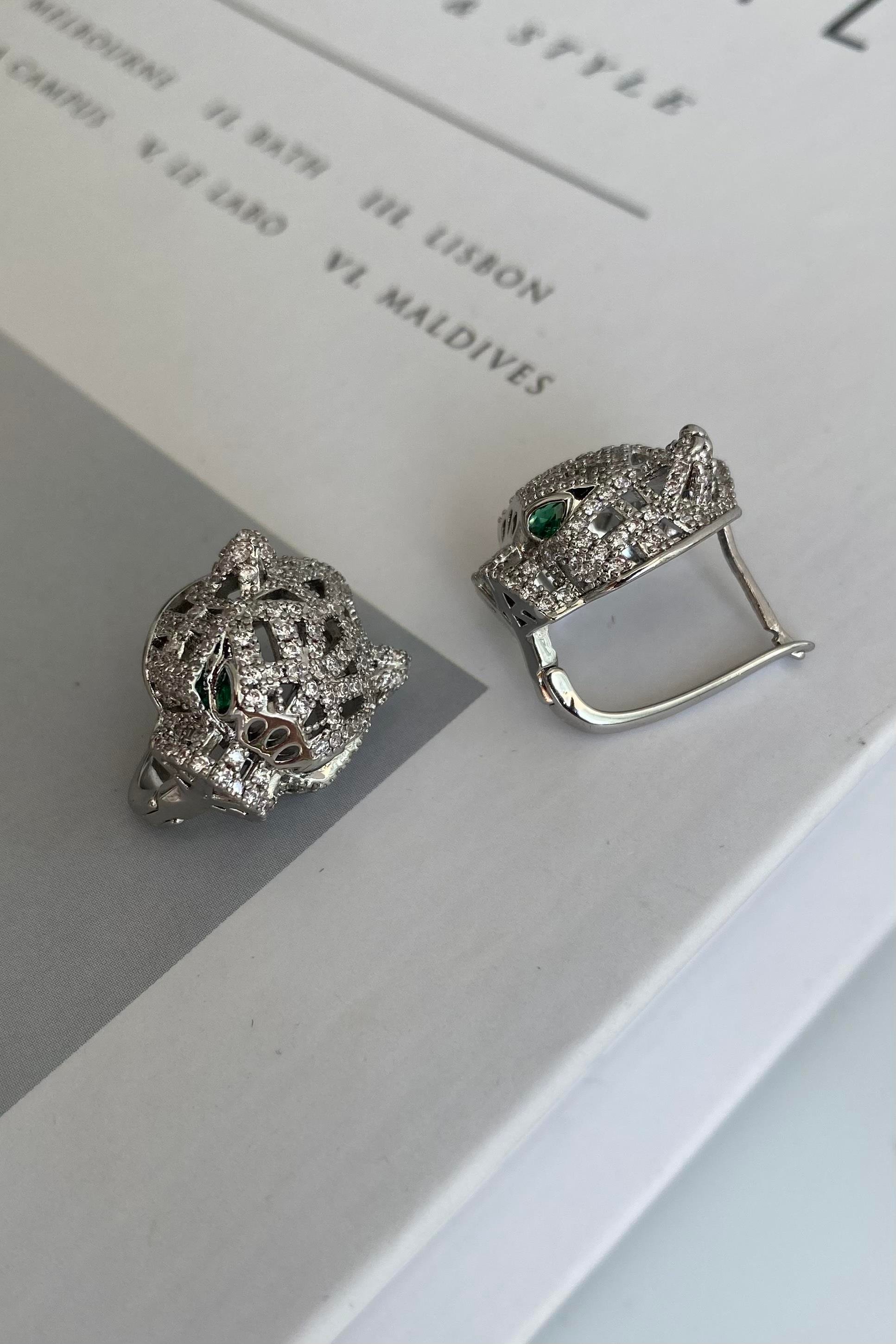 TAŞLI LEOPAR HALKA KÜPE