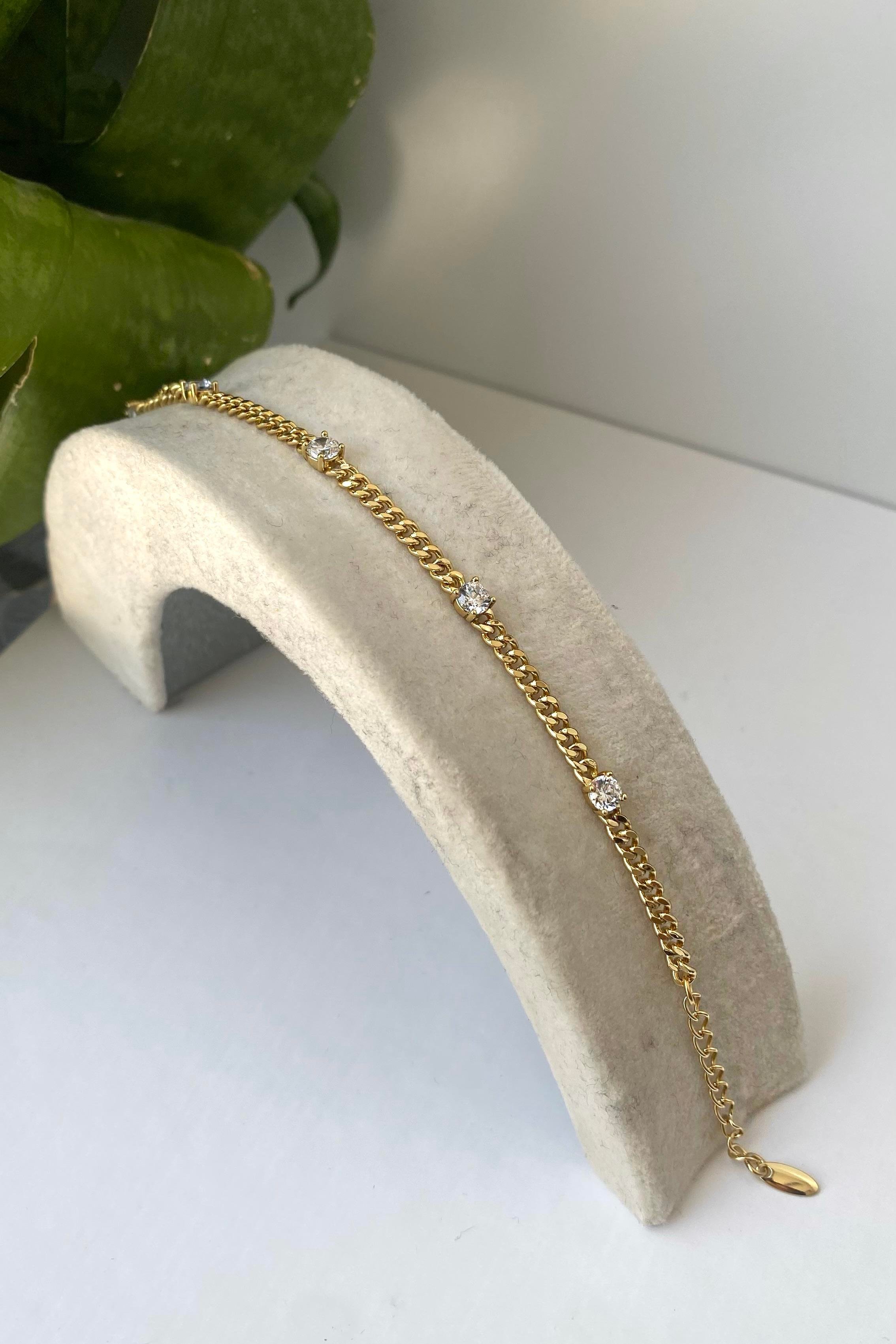 TEK TAŞLI ZİNCİR BİLEZİK