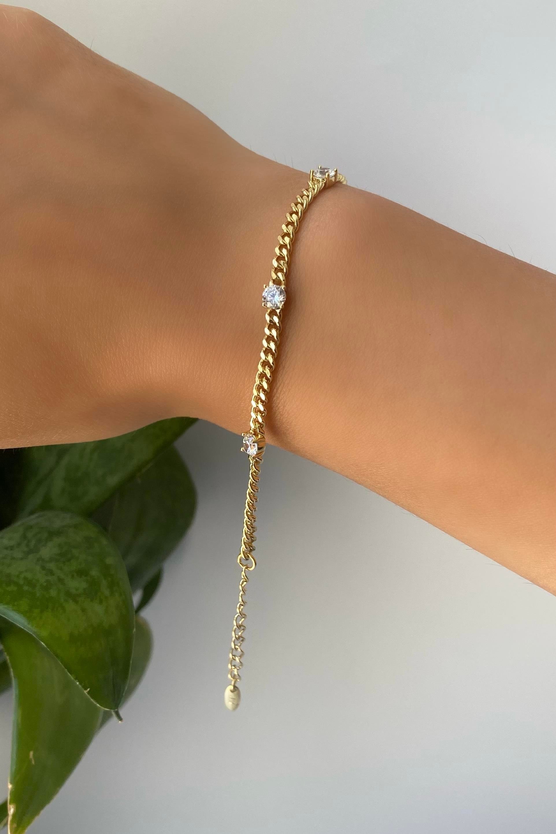 TEK TAŞLI ZİNCİR BİLEZİK