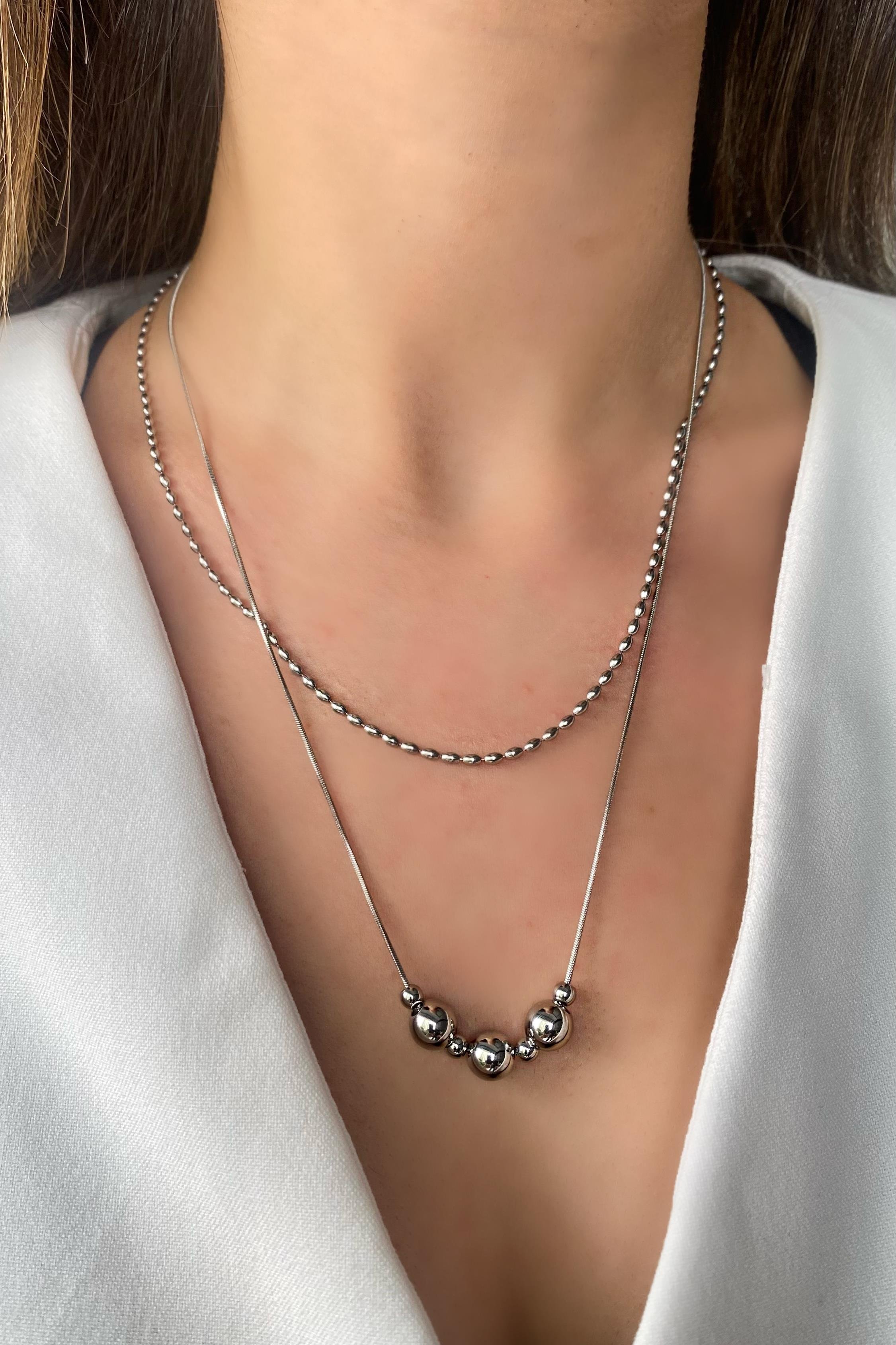 TOPÇUKLU KOMBİN KOLYE