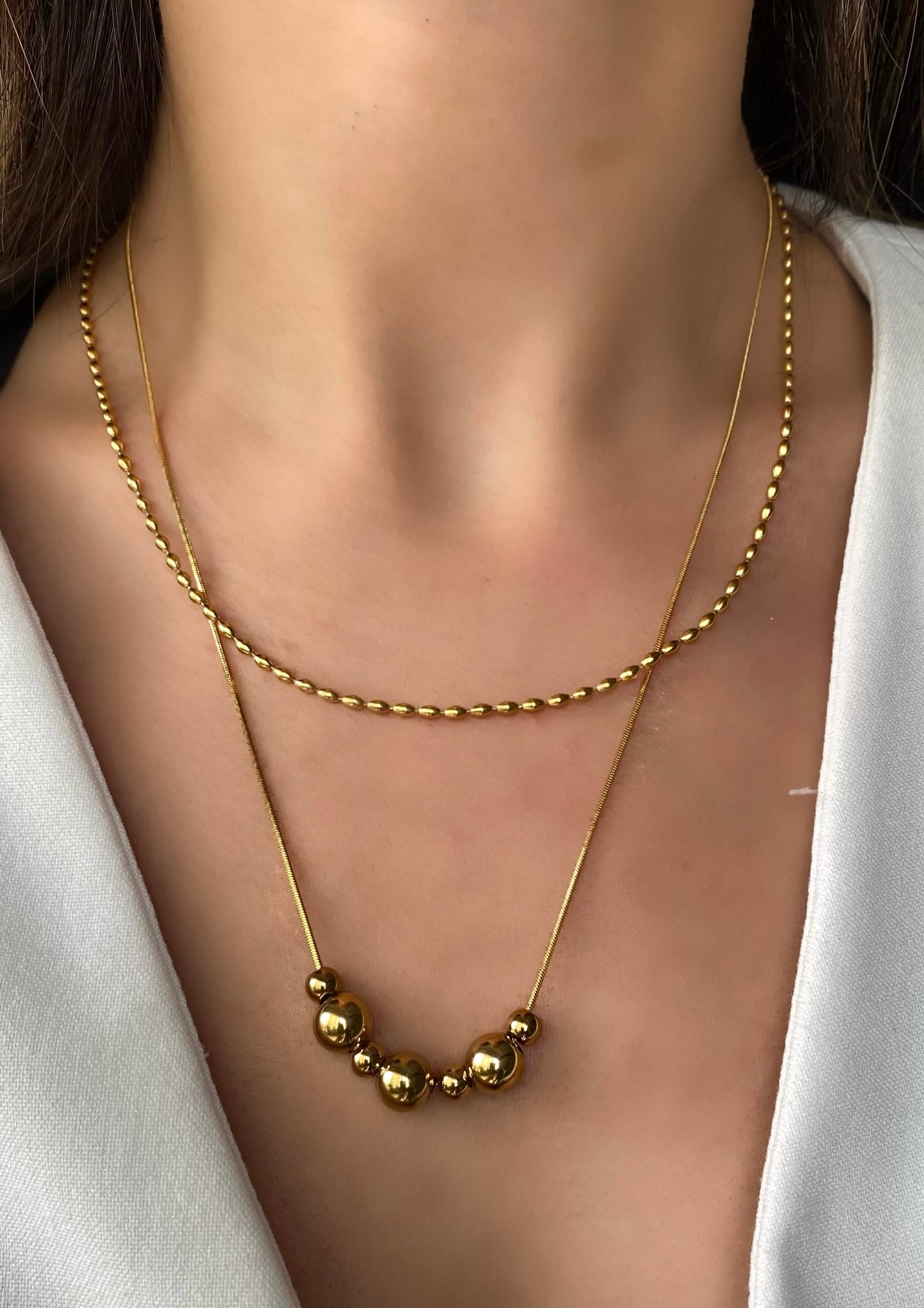 TOPÇUKLU KOMBİN KOLYE