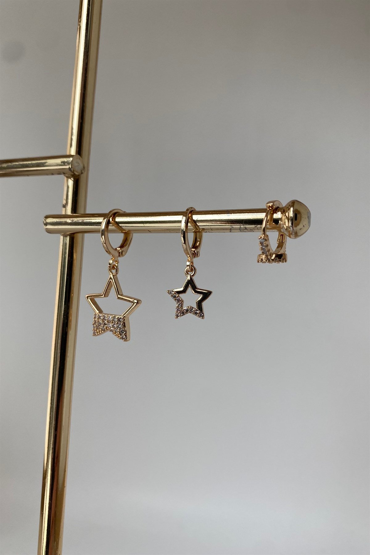 YILDIZ-GÖZLÜ TAŞLI ÜÇLÜ KÜPE