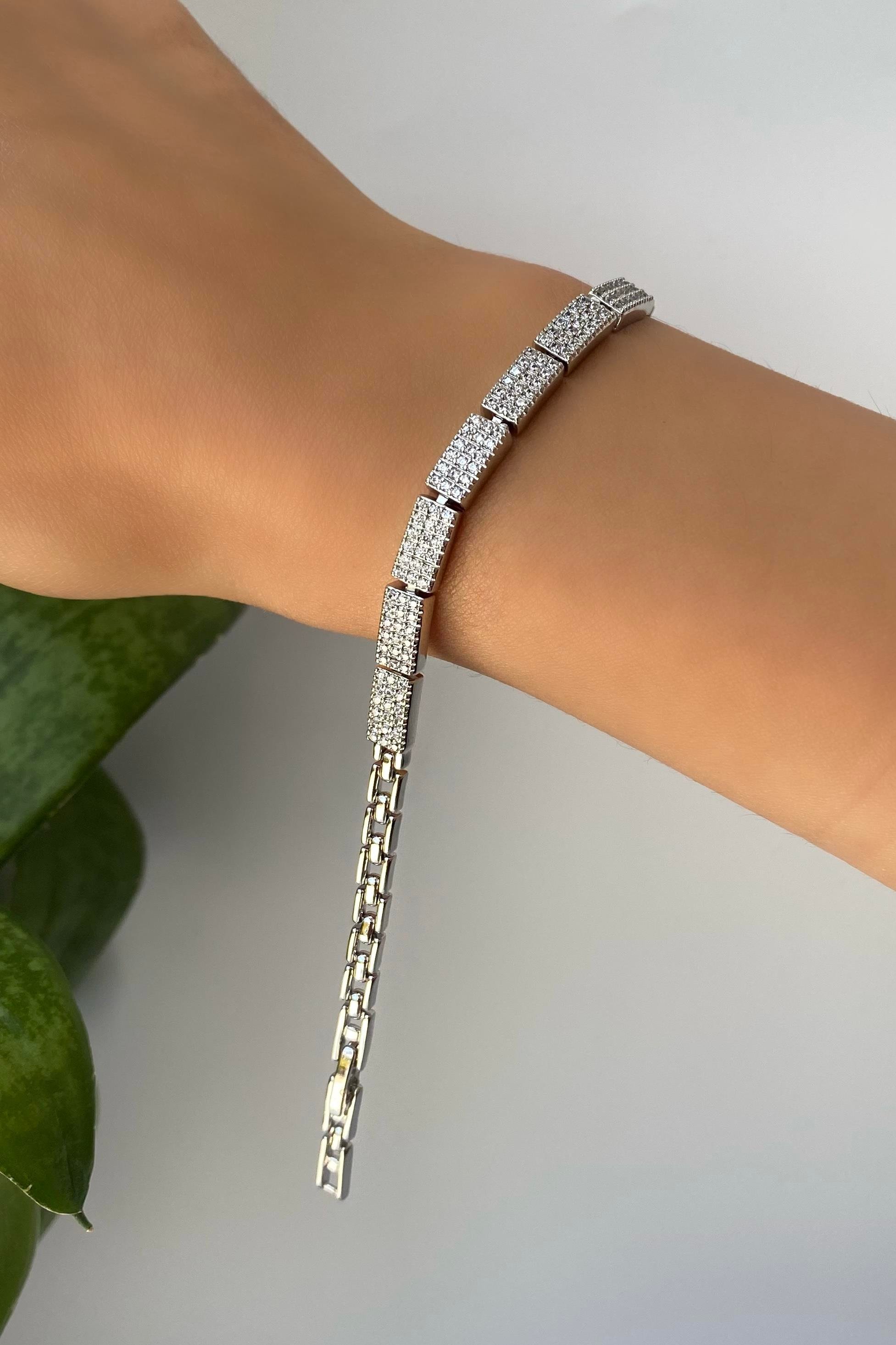 ZİRKON TAŞ PLAKALI BİLEZİK