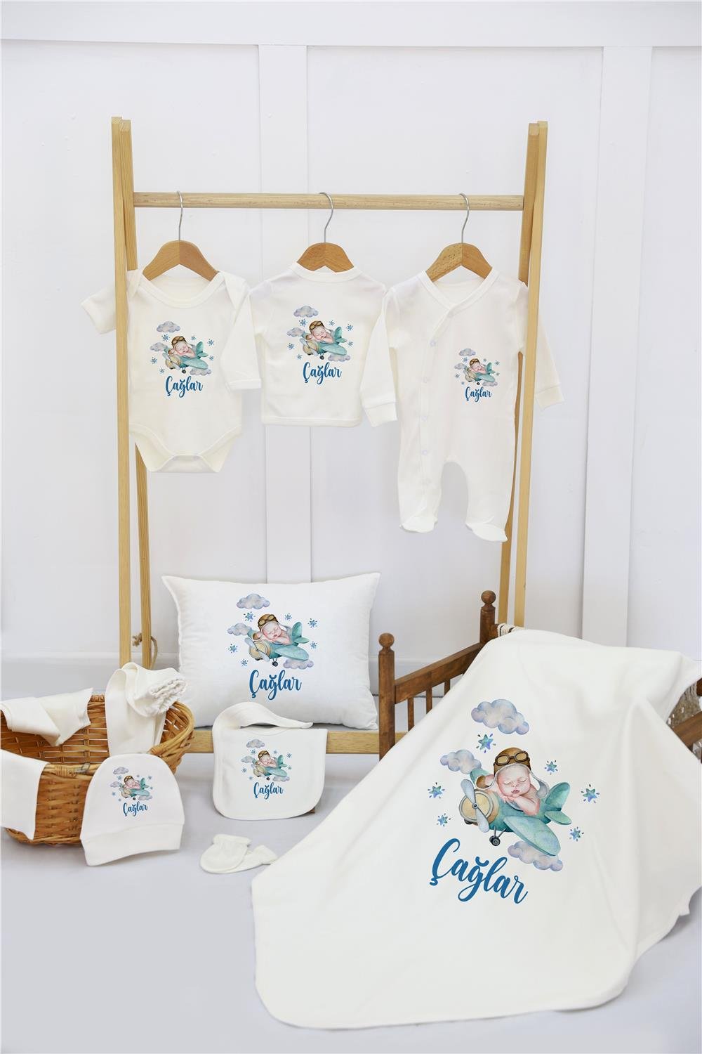 Aslan Desenli 11'li İsimli Organik Hastane Çıkış Seti