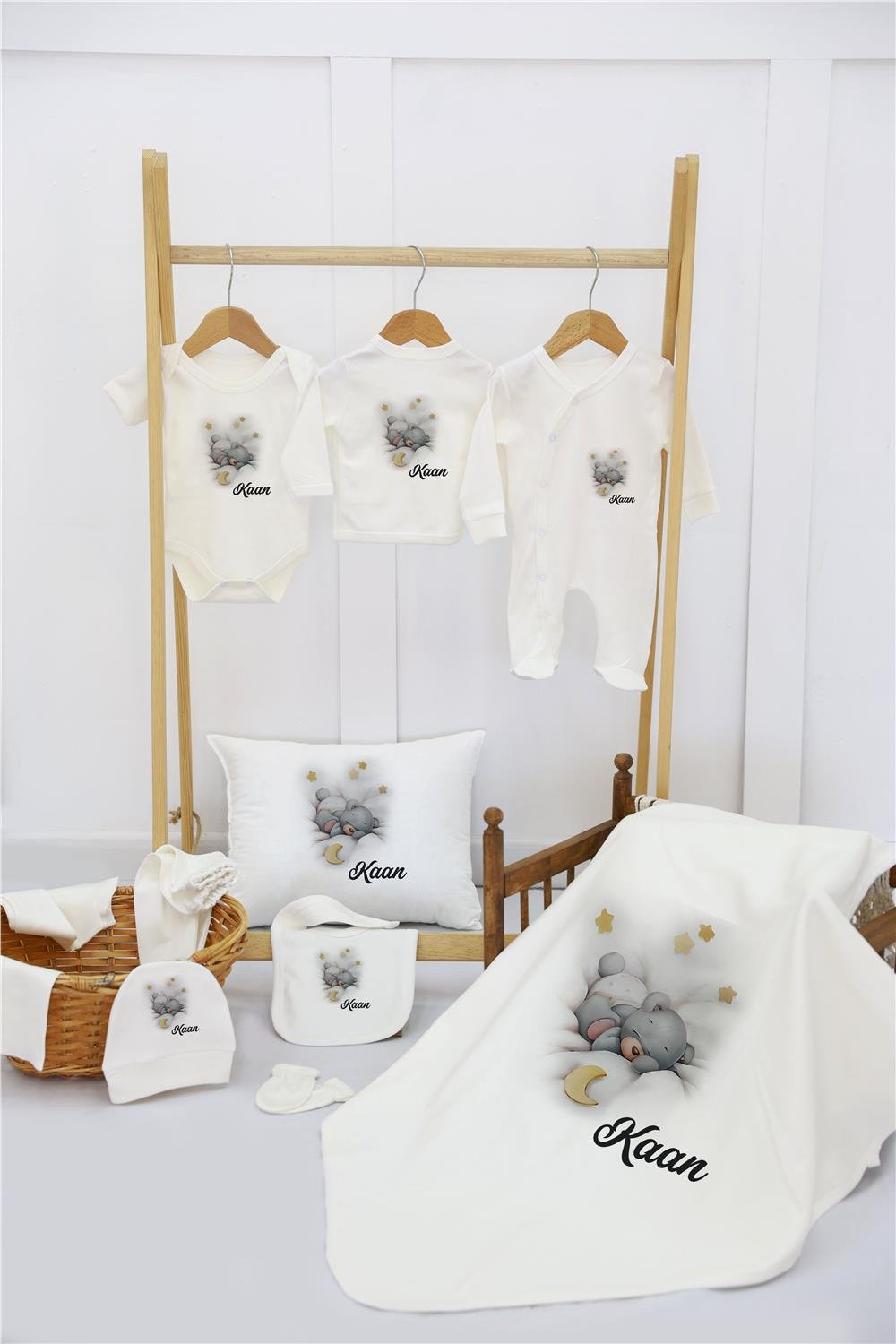 Aslan Desenli 11'li İsimli Organik Hastane Çıkış Seti