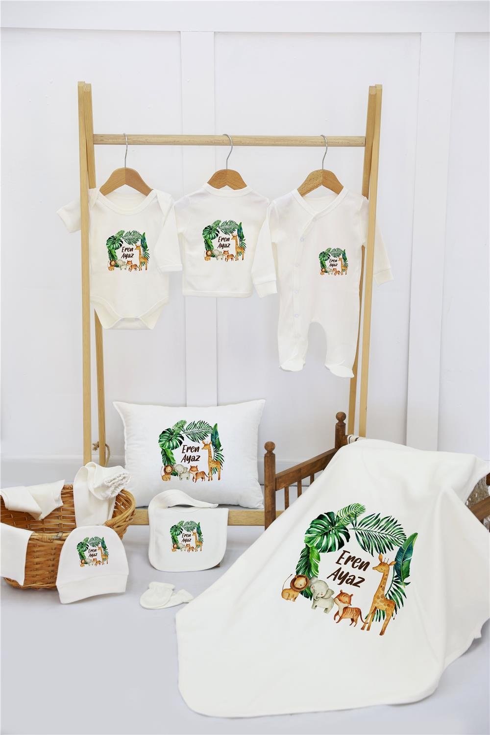 Astronot Desenli 11'li İsimli Organik Hastane Çıkış Seti