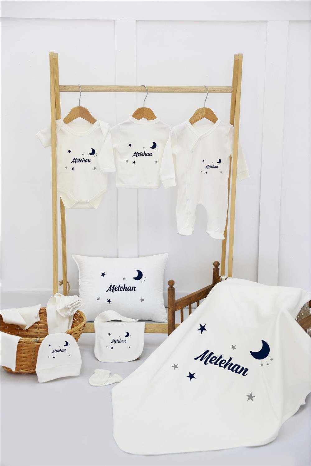 Astronot Desenli 11'li İsimli Organik Hastane Çıkış Seti