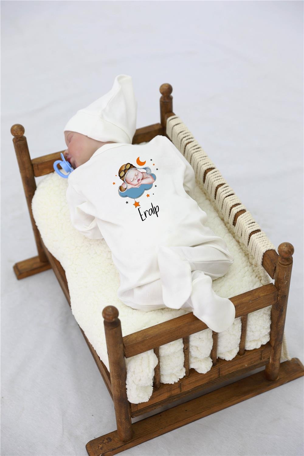 Ay ve Astronot Desenli 11'li İsimli Organik Hastane Çıkış Seti