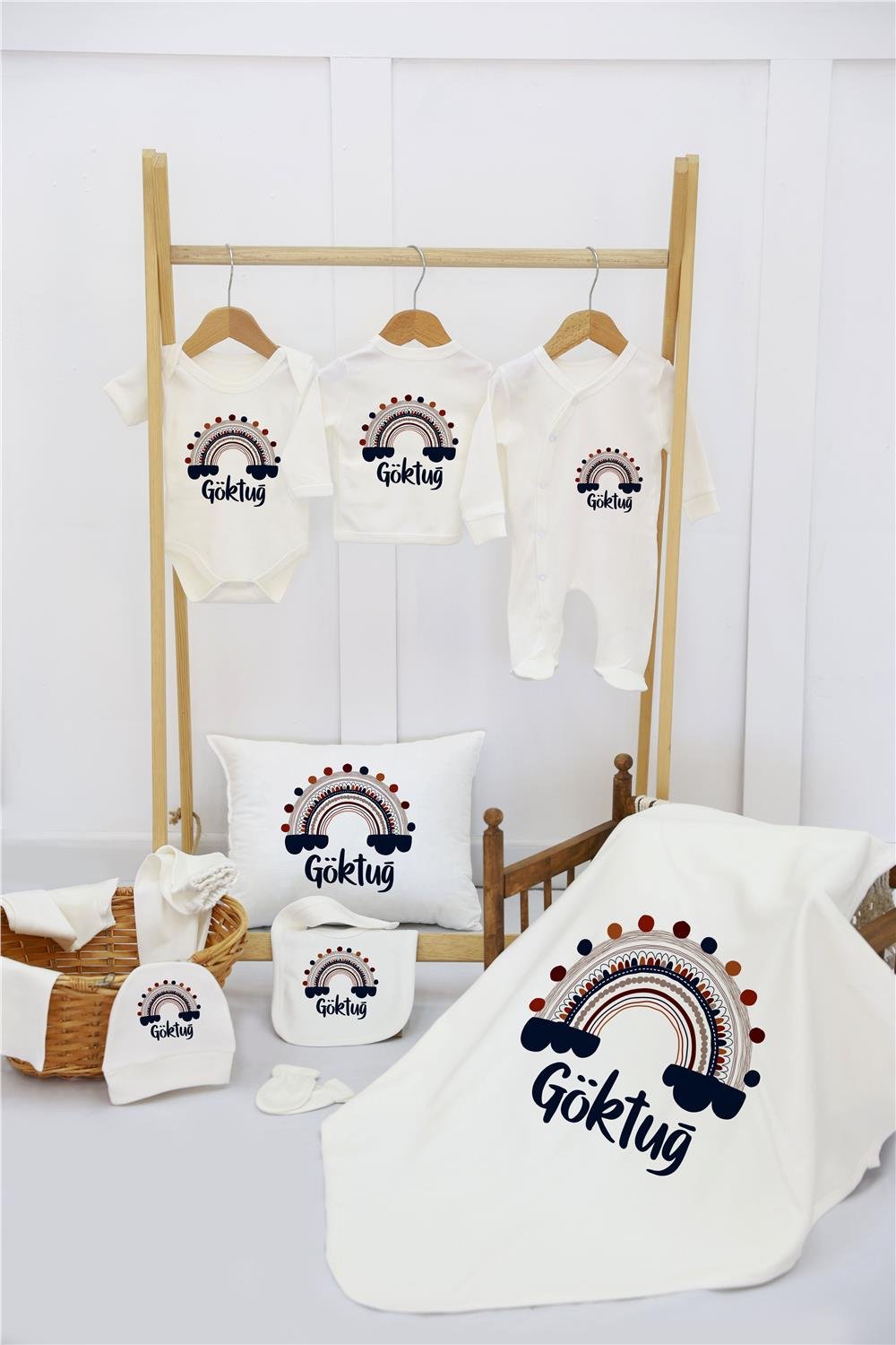 Ayı Desenli 11'li İsimli Organik Hastane Çıkış Seti