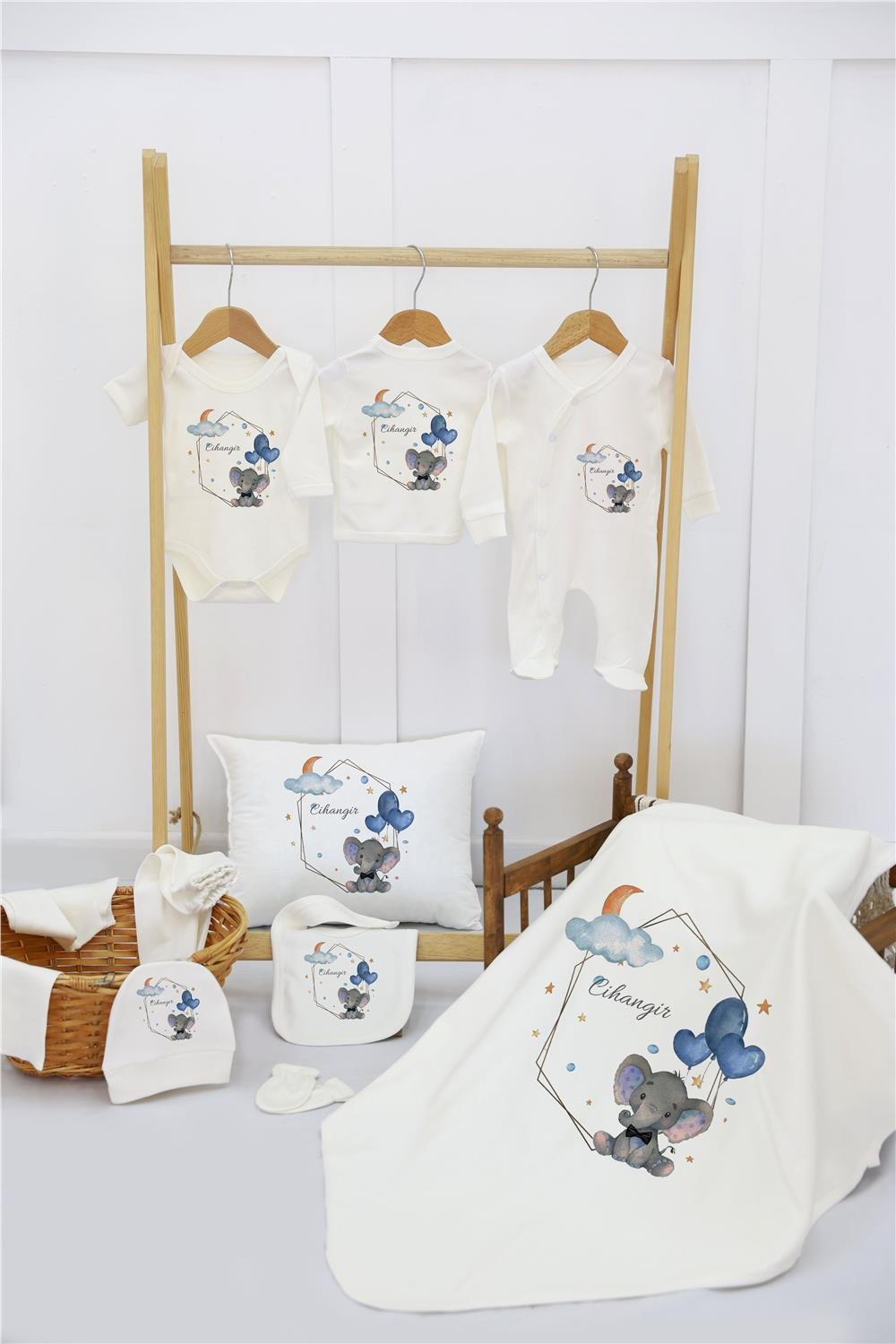 Baykuş Desenli 11'li İsimli Organik Hastane Çıkış Seti