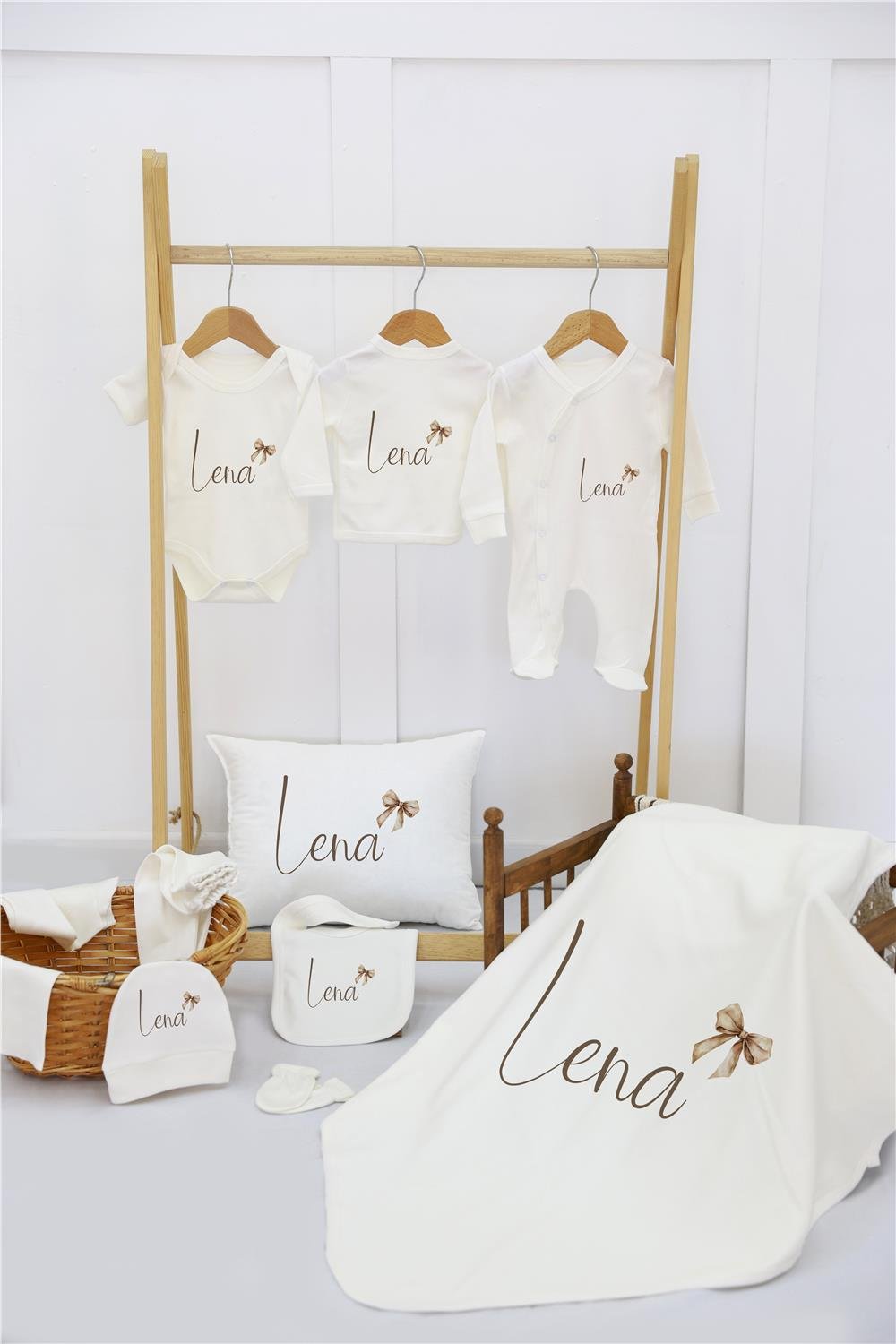 Bulut ve Balon Desenli 11'li İsimli Organik Hastane Çıkış Seti