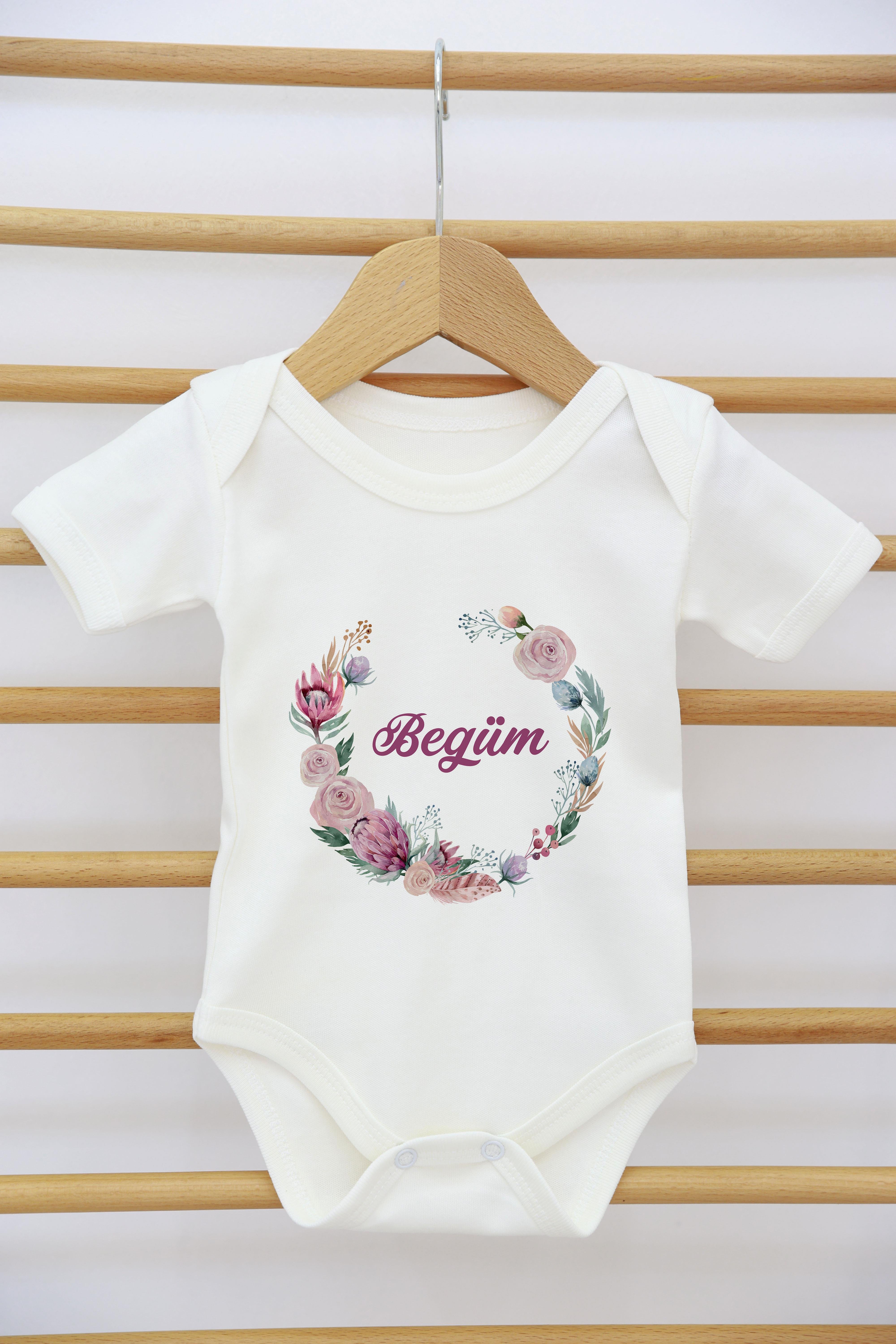 Çiçek Çelenk Desenli 11'li İsimli Organik Hastane Çıkış Seti