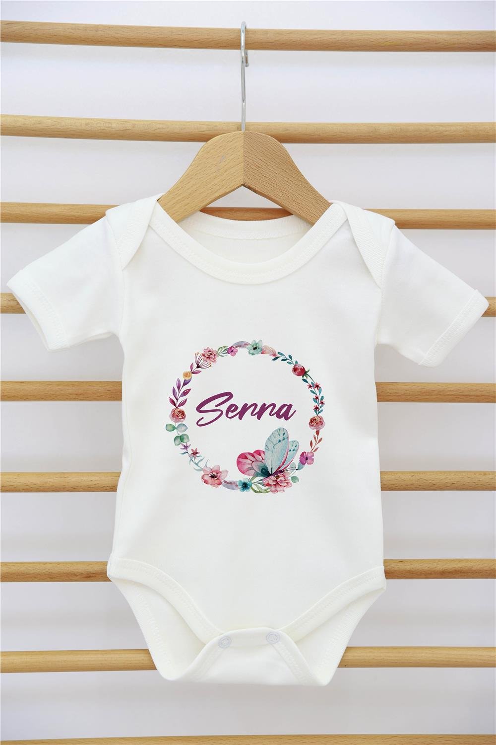 Çiçek ve Kelebek Desenli  11'li İsimli Organik Hastane Çıkış Seti