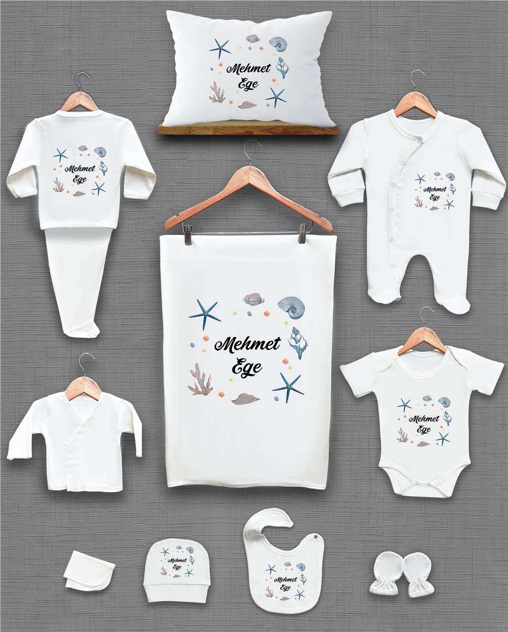 Deniz Konseptli 11'li İsimli Organik Hastane Çıkış Seti