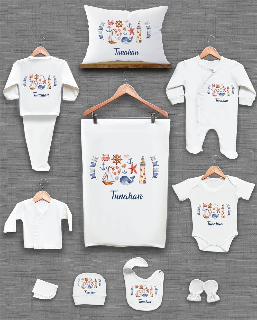 Deniz Temalı 11'li İsimli Organik Hastane Çıkış Seti