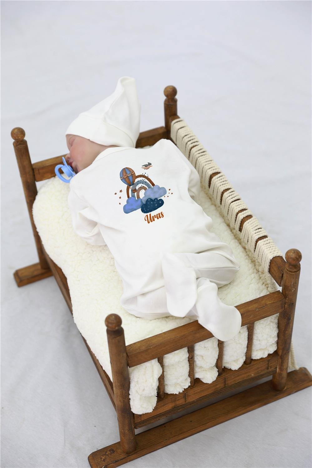 Gökkuşağı Desenli 11'li İsimli Organik Hastane Çıkış Seti