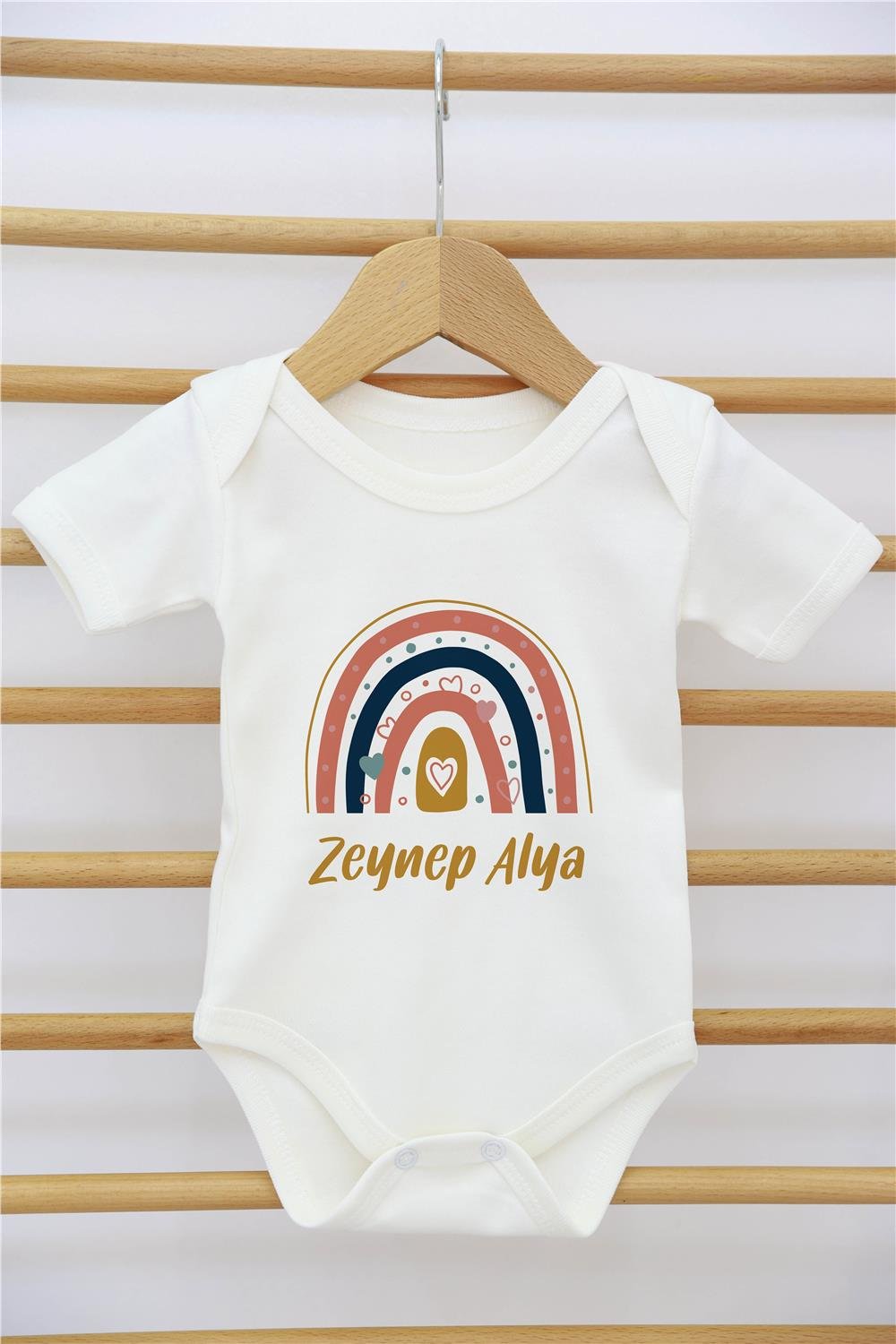 Gökkuşağı Desenli 11'li İsimli Organik Hastane Çıkış Seti 