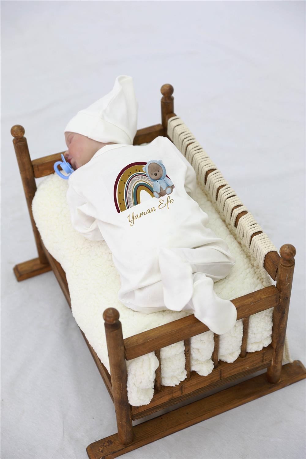 Gökkuşağı ve Aslan Desenli 11'li İsimli Organik Hastane Çıkış Seti