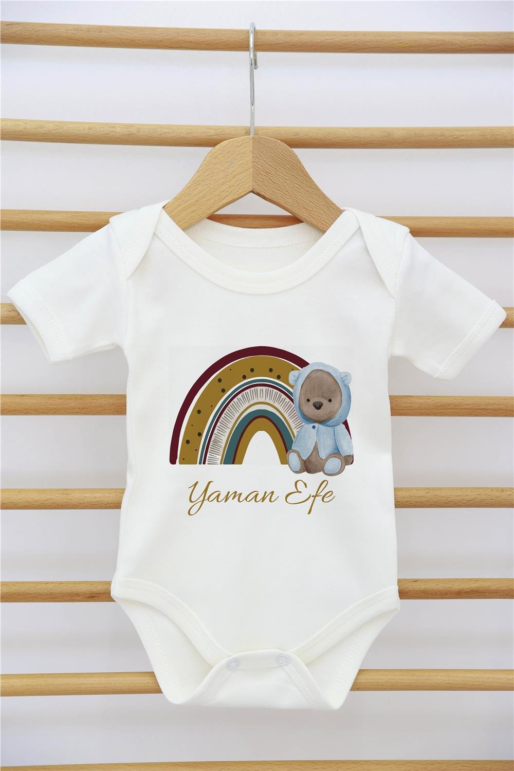 Gökkuşağı ve Aslan Desenli 11'li İsimli Organik Hastane Çıkış Seti