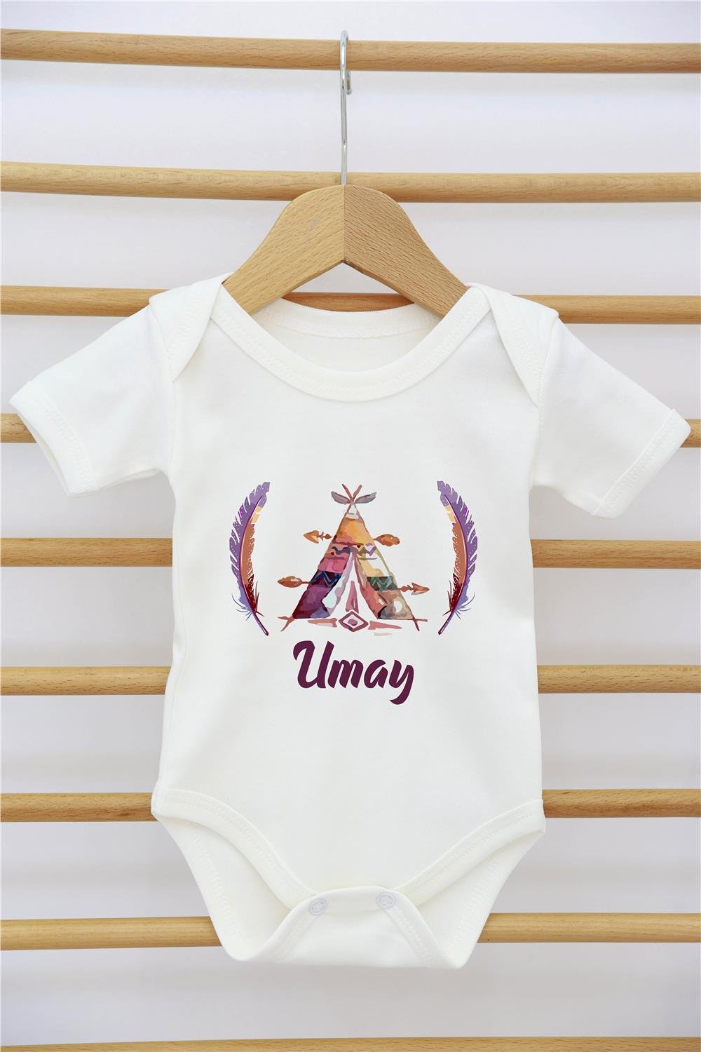 Gökkuşağı ve Çiçek Desenli 11'li İsimli Organik Hastane Çıkış Seti