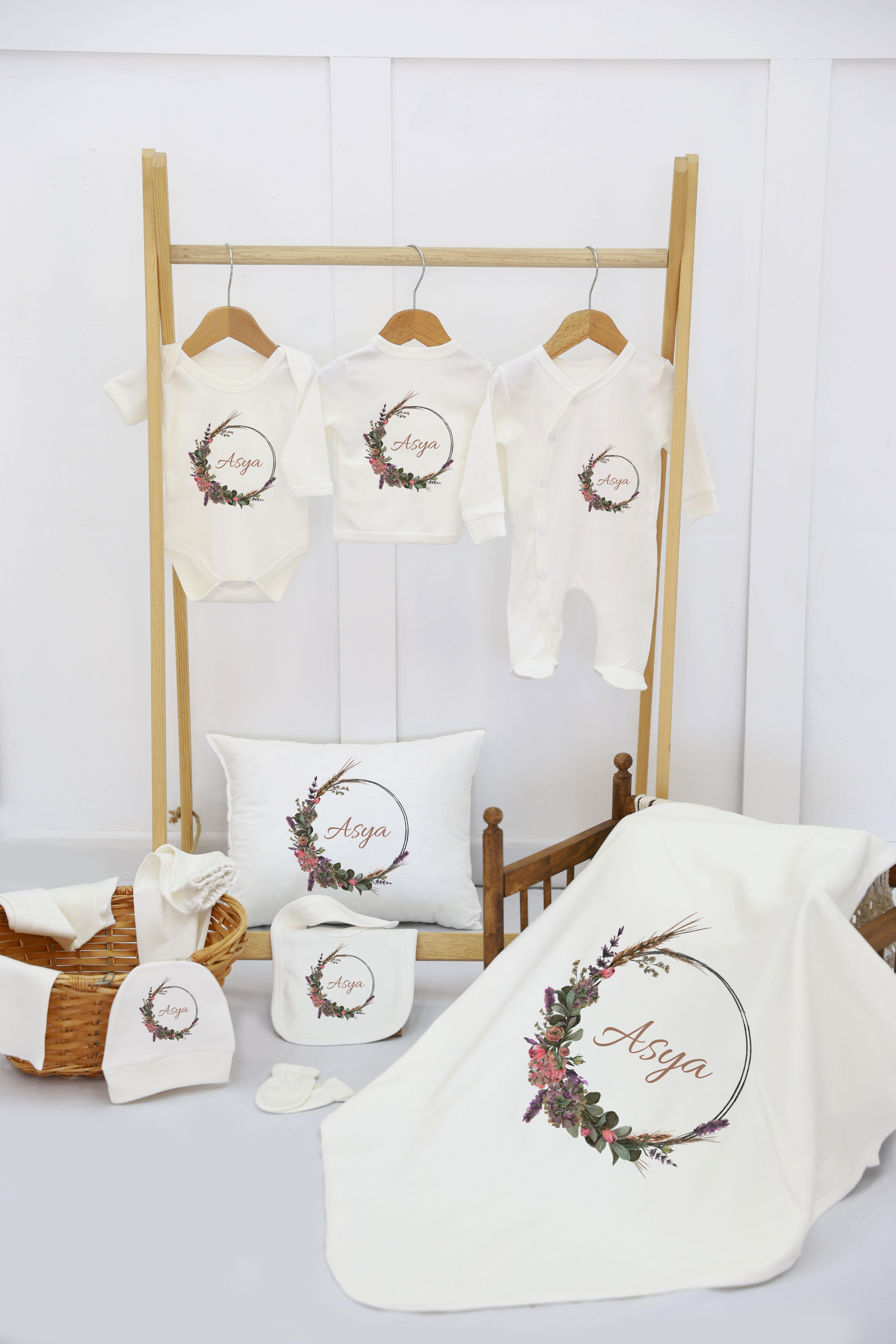 Gökyüzü Desenli 11'li İsimli Organik Hastane Çıkış Seti