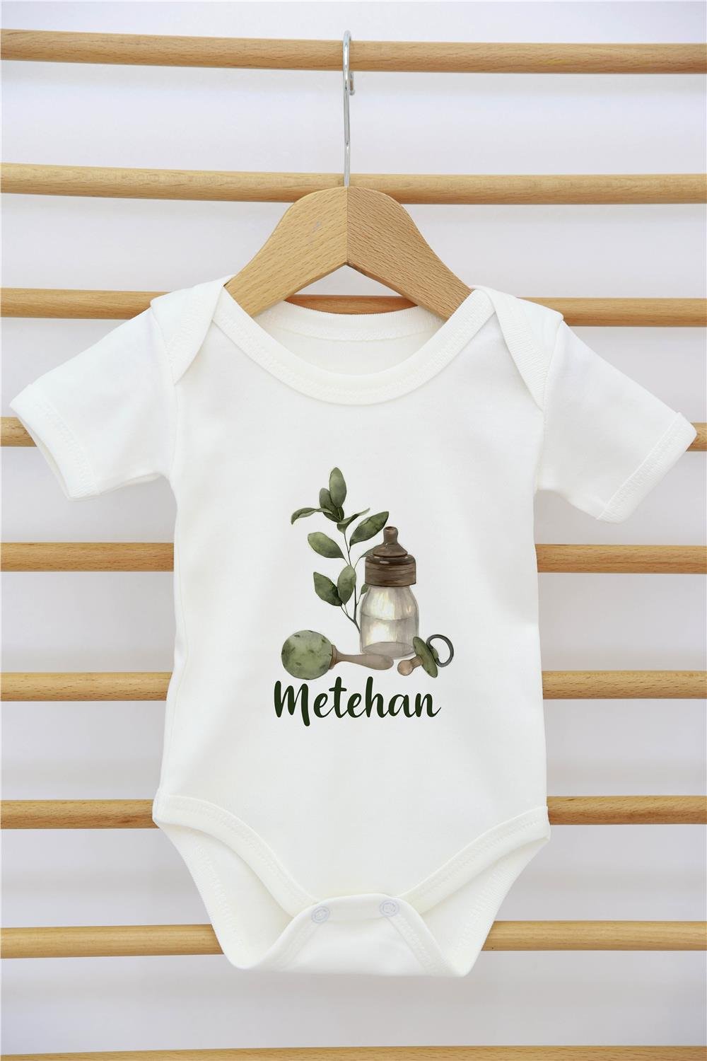 Kahverengi Gökkuşağı Desenli 11'li İsimli Organik Hastane Çıkış Seti