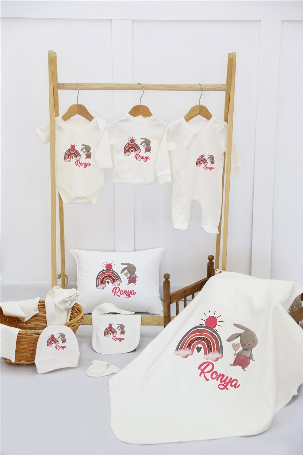 Kelebek Desenli 11'li İsimli Organik Hastane Çıkış Seti