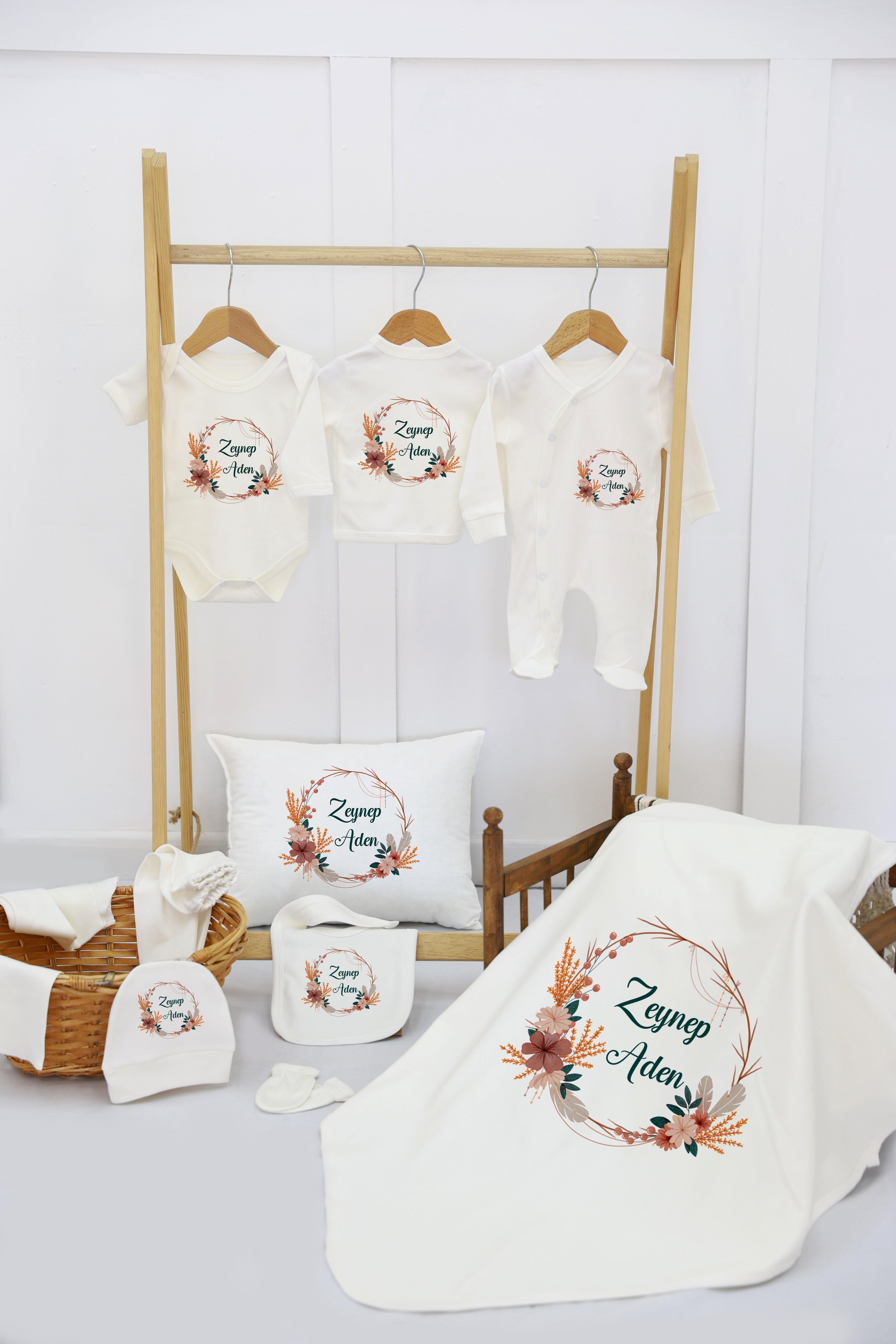 Kuğu Desenli 11'li İsimli Organik Hastane Çıkış Seti