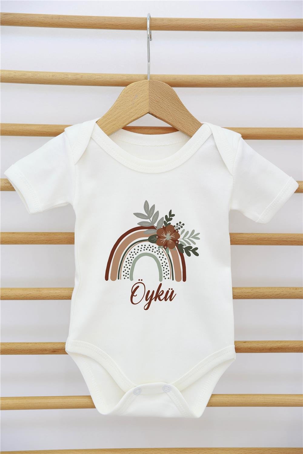 Mor Çiçek Çelenk Desenli 11'li İsimli Organik Hastane Çıkış Seti