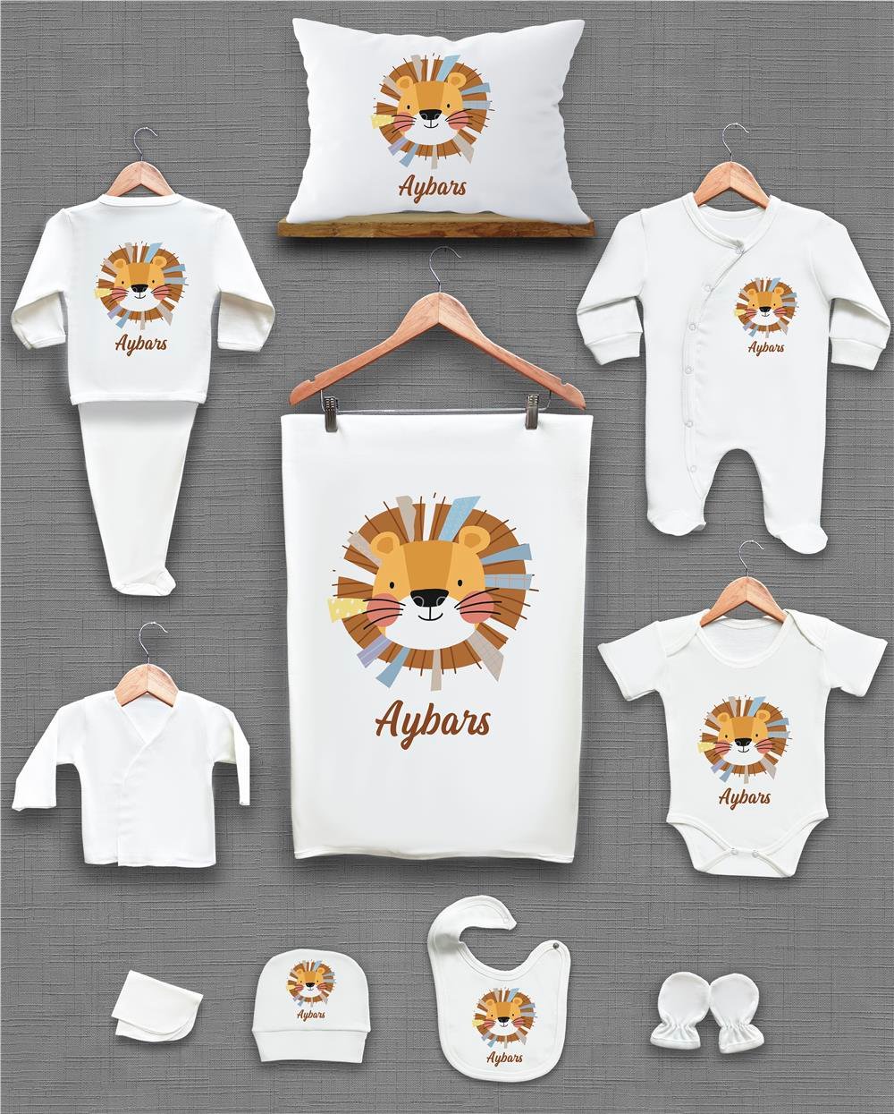 Safari Desenli 11'li İsimli Organik Hastane Çıkış Seti