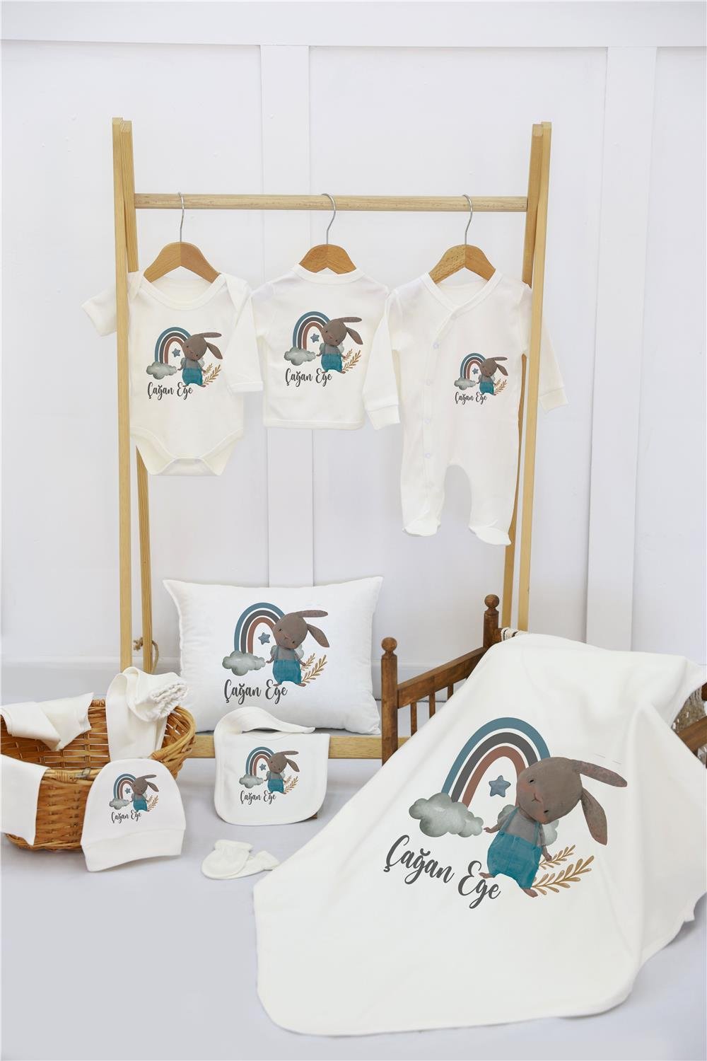 Safari Desenli 11'li İsimli Organik Hastane Çıkış Seti