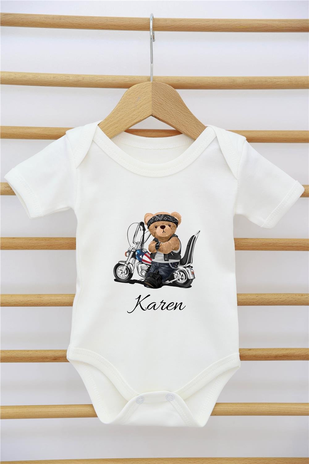 Sevimli Tavşan ve Bisiklet Desenli 11'li İsimli Organik Hastane Çıkış Seti