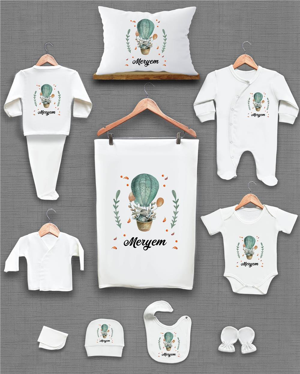 Sincap Desenli 11'li İsimli Organik Hastane Çıkış Seti