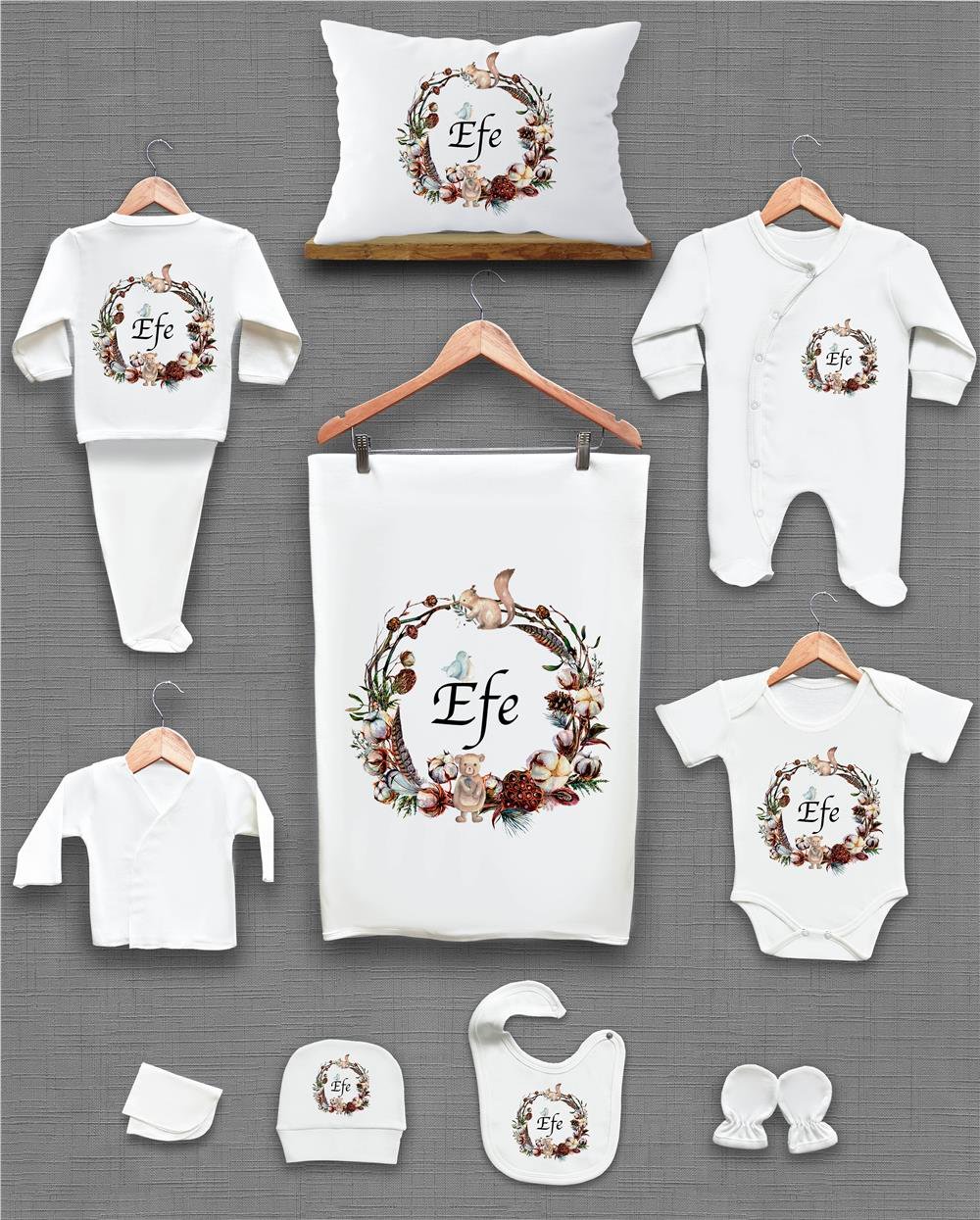 Sincap Desenli 11'li İsimli Organik Hastane Çıkış Seti