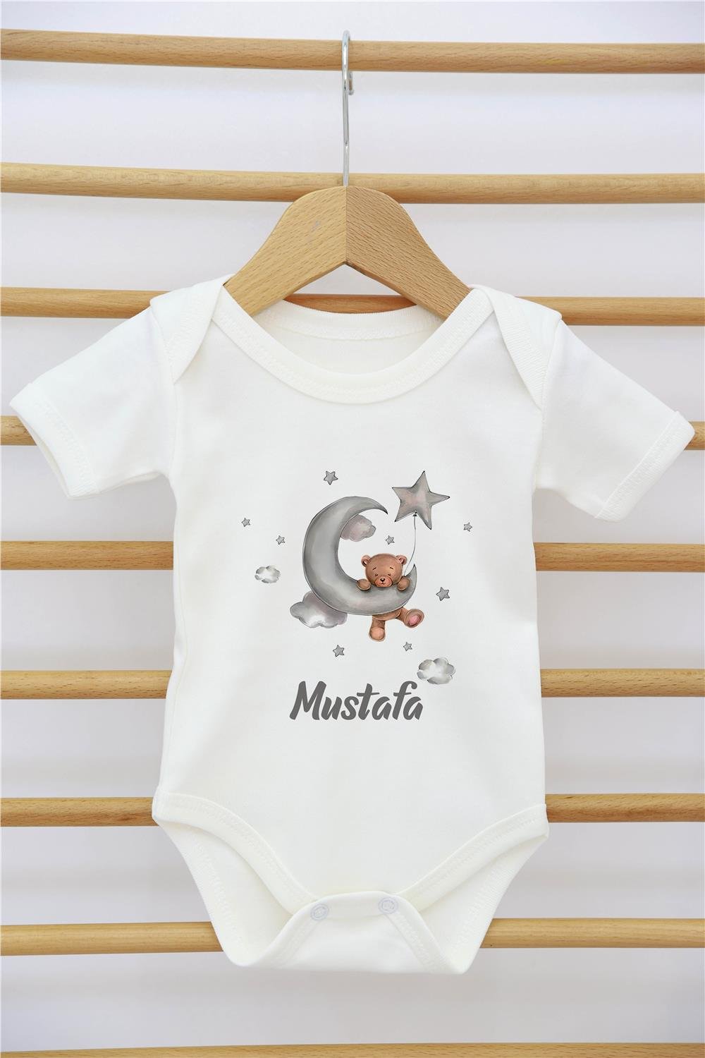 Tavşan ve Gökkuşağı Desenli 11'li İsimli Organik Hastane Çıkış Seti