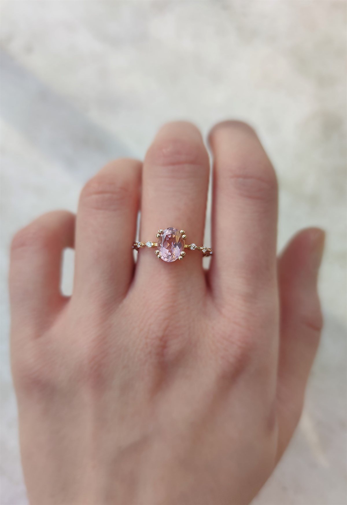 Barcelona Morganite Pırlanta Taşlı Yüzük - AK1381