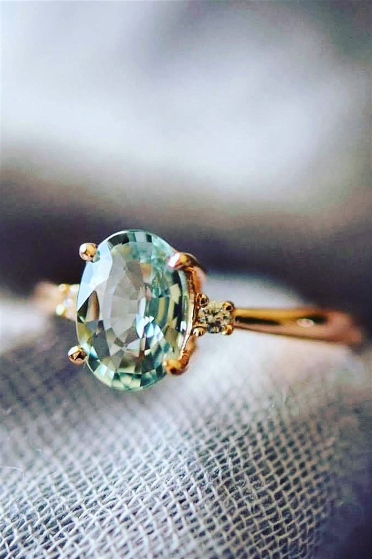 GREEN TOPAZ~PIRLANTALI~TEKTAŞ YÜZÜK  - Ak210