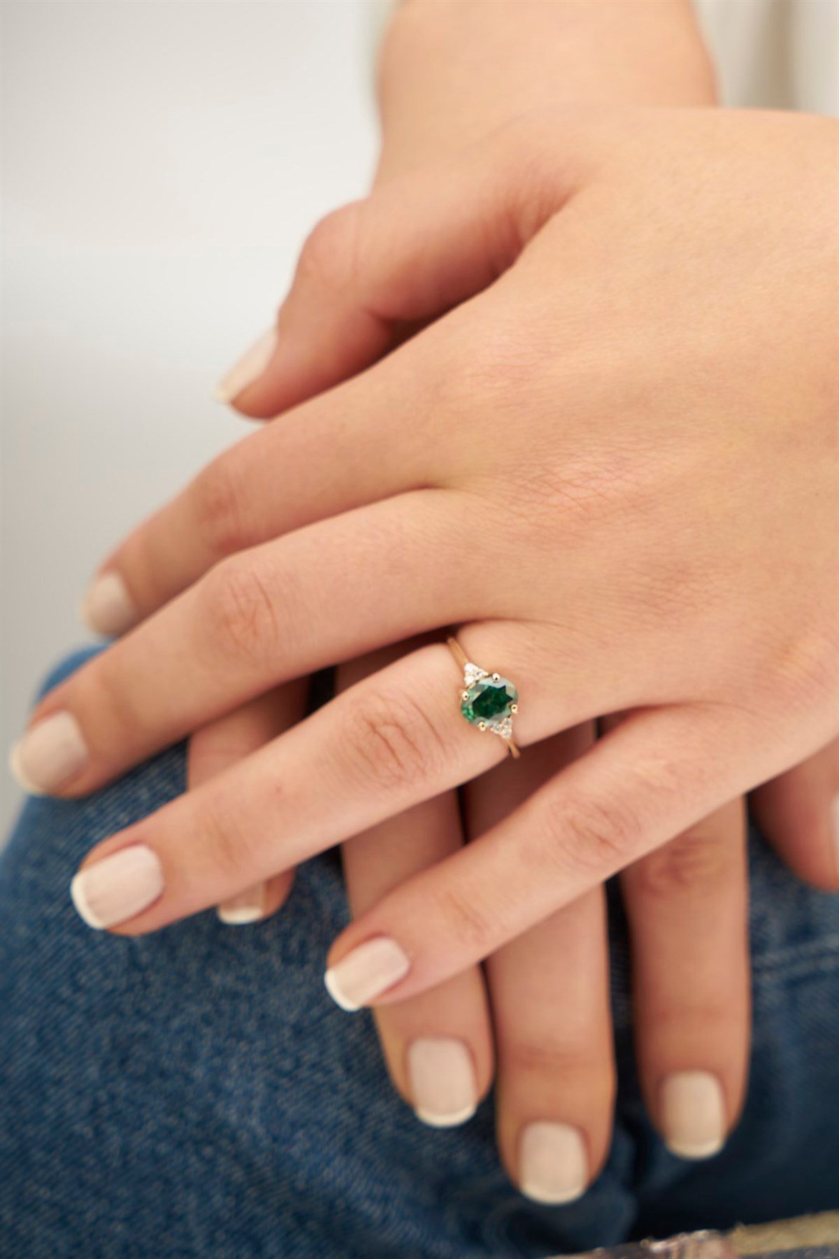 İSKOÇ EVLİLİK TEKLİF GREEN TOPAZ PIRLANTA TEKTAŞ YÜZÜK - AK554