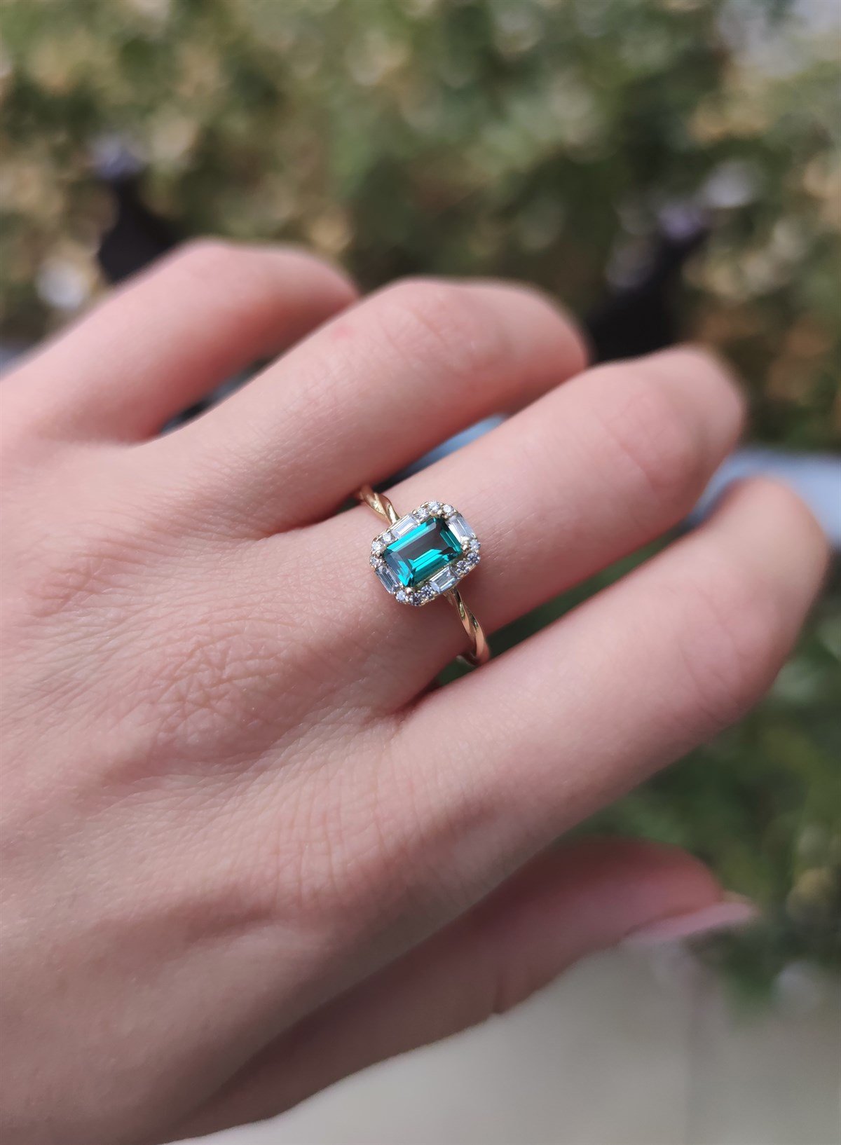 Jena Green Topaz Pırlanta Yüzük AK-1350