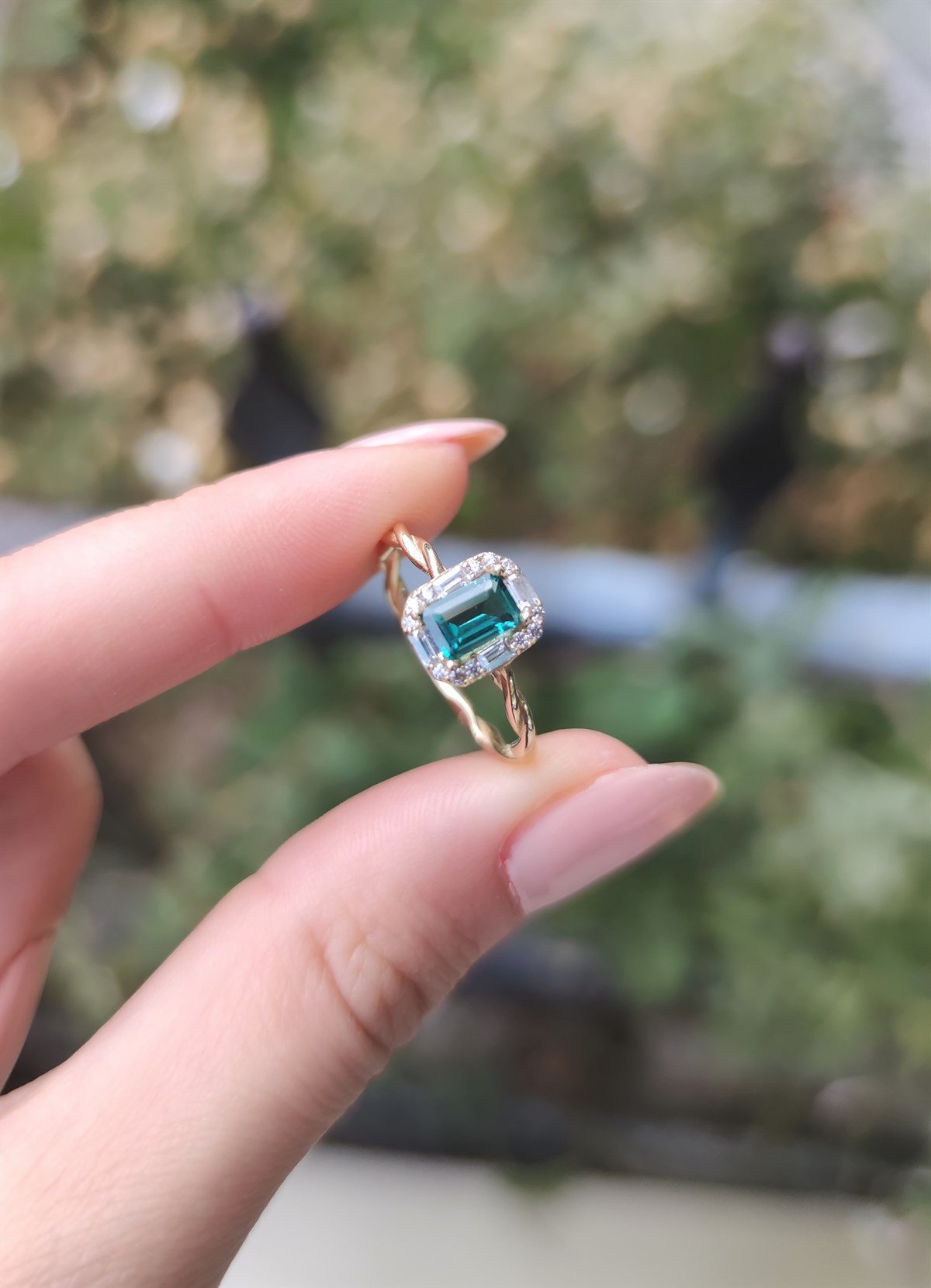 Jena Green Topaz Pırlanta Yüzük AK-1350