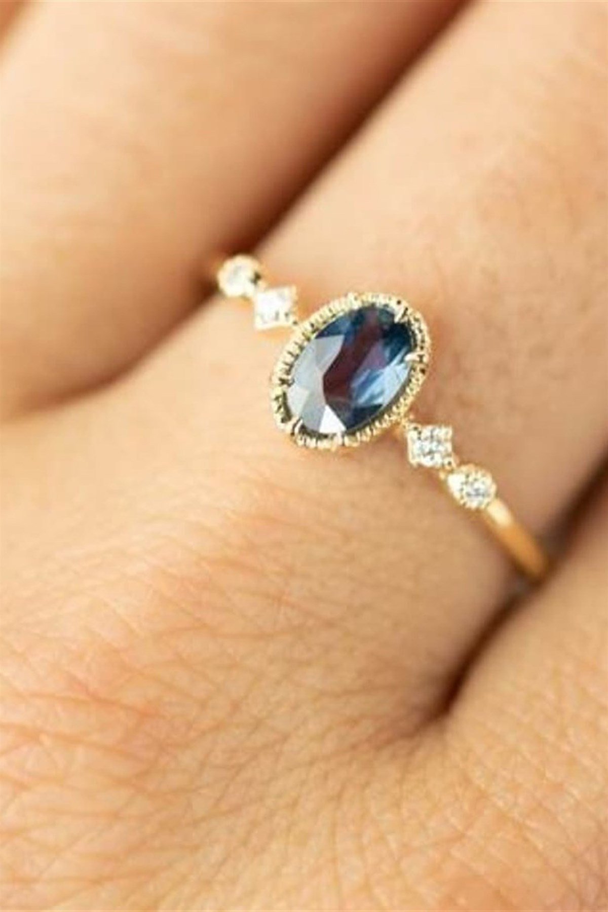 LİVERPOOL BLUE TOPAZ VE PIRLANTA TEKTAŞ YÜZÜK - Ak745