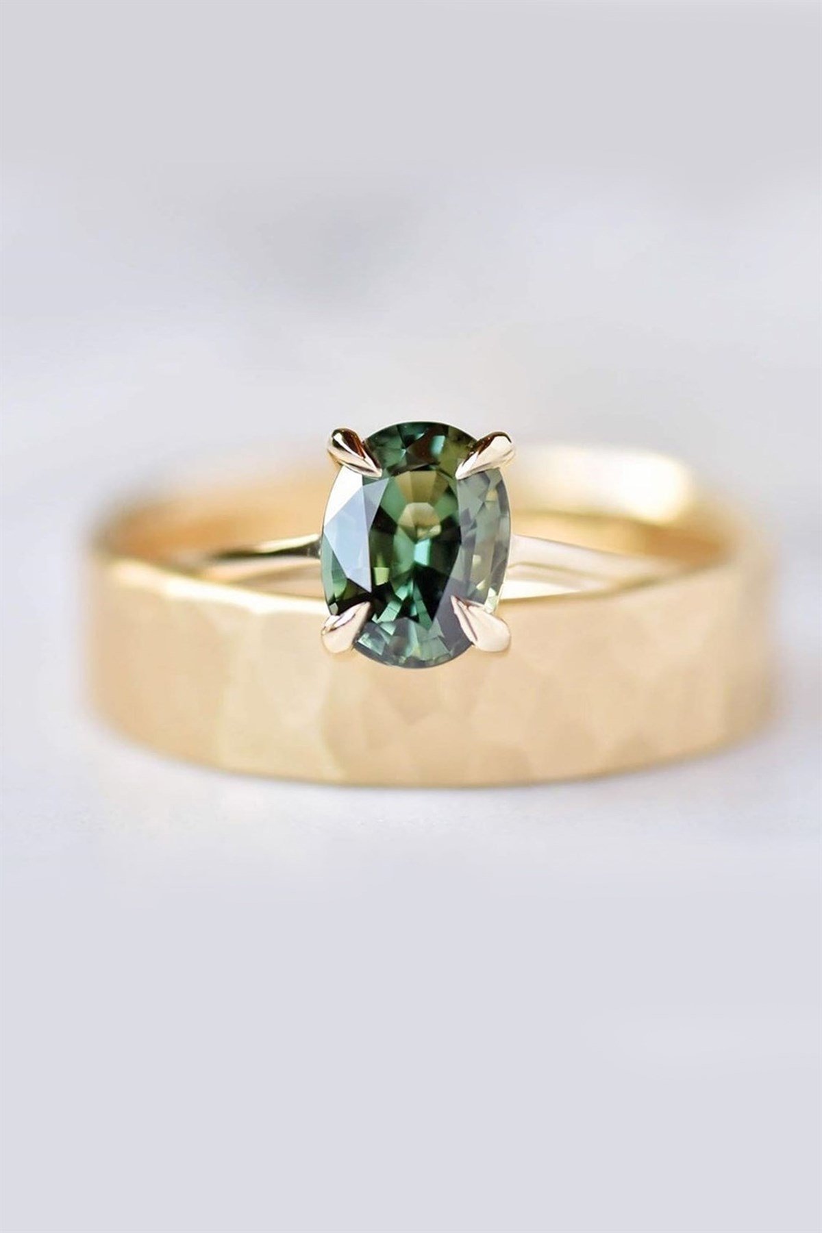 RENSES GREEN-TOPAZ TEKTAŞ ALYANS SET YÜZÜK - AK618