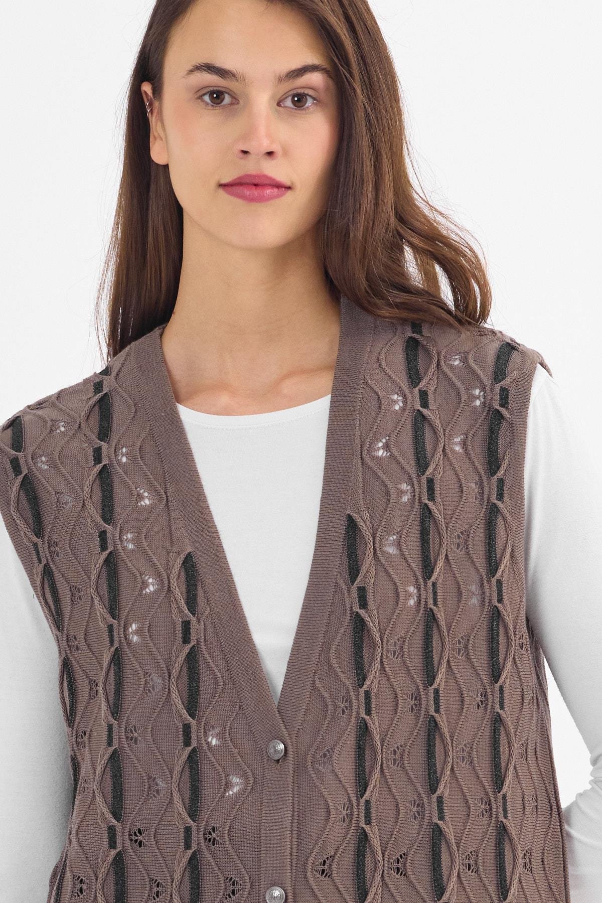 Kadın Vizon Simli Uzun YelekVest