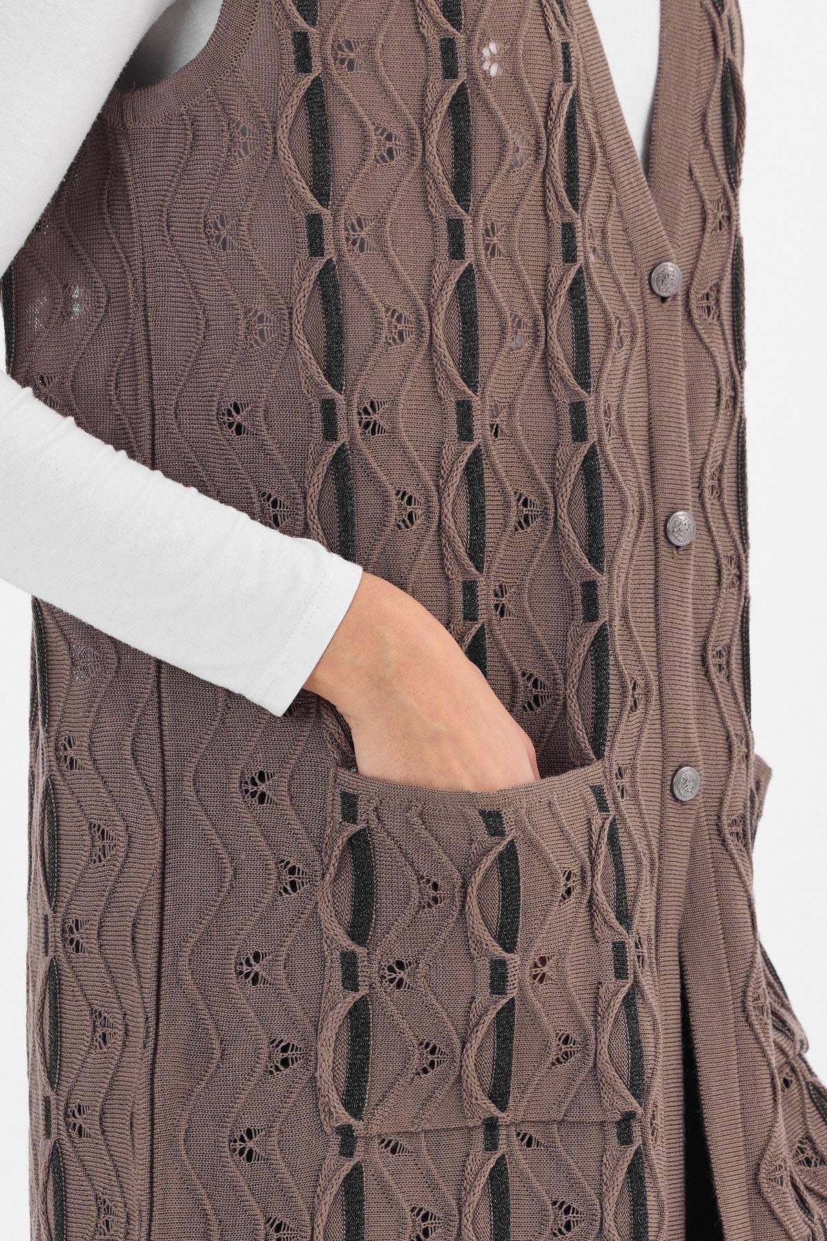 Kadın Vizon Simli Uzun YelekVest