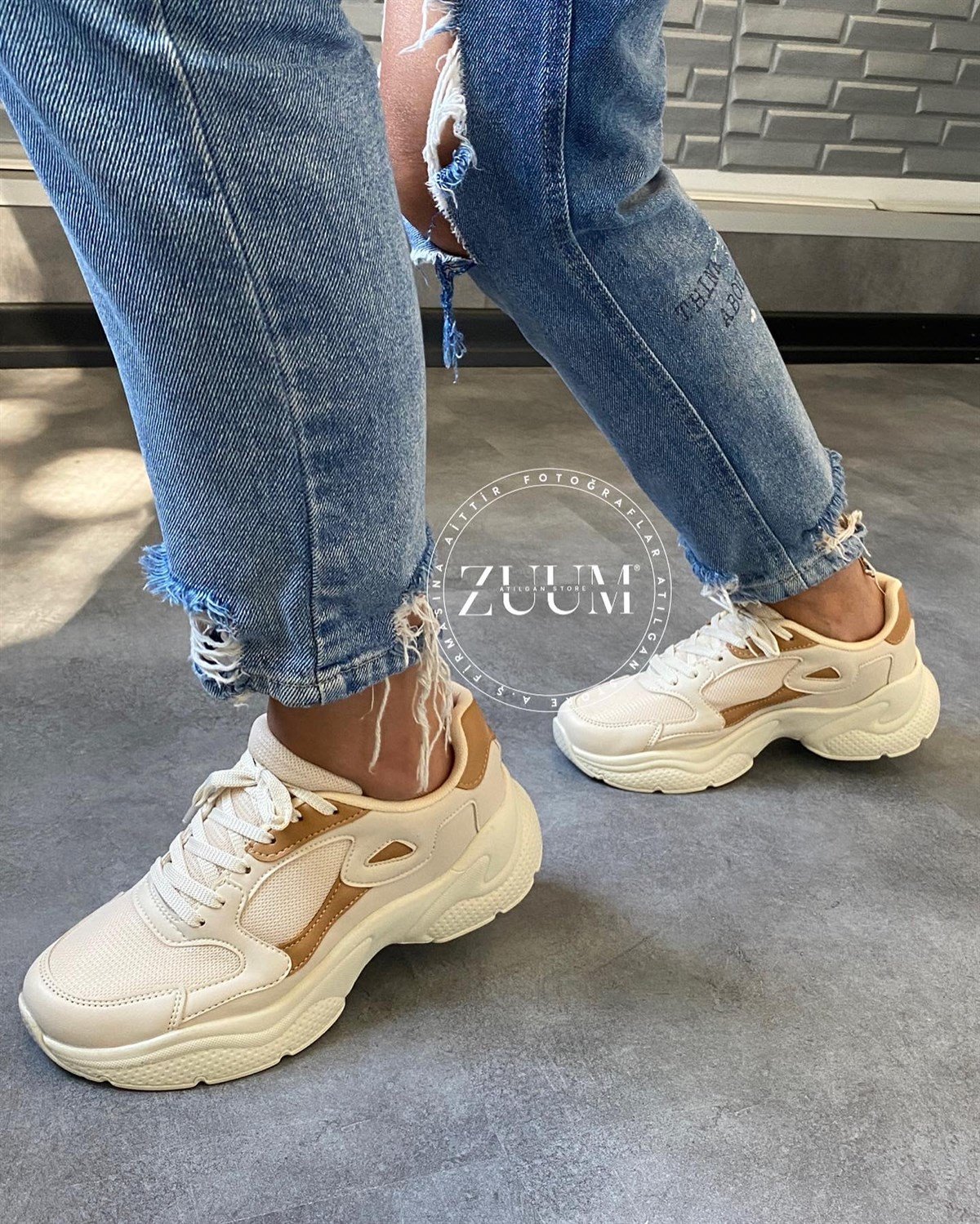 ATILGAN STORESNEAKERİles Kadın Sneakers - Ekru & Taba