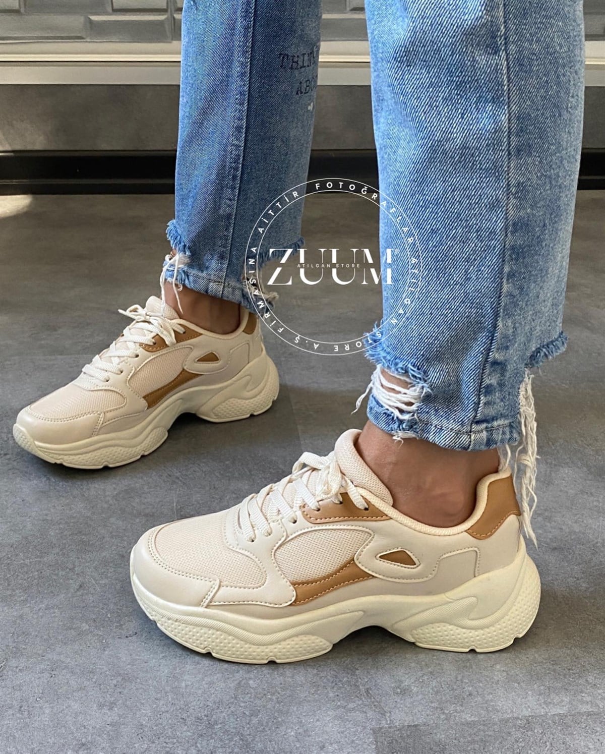 ATILGAN STORESNEAKERİles Kadın Sneakers - Ekru & Taba