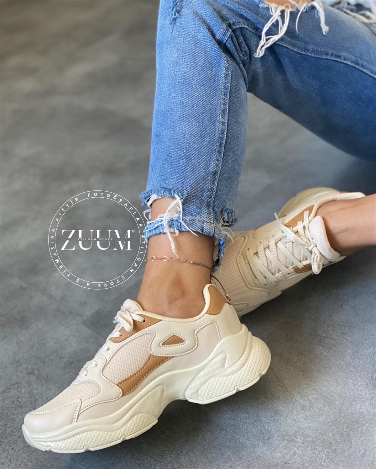 ATILGAN STORESNEAKERİles Kadın Sneakers - Ekru & Taba