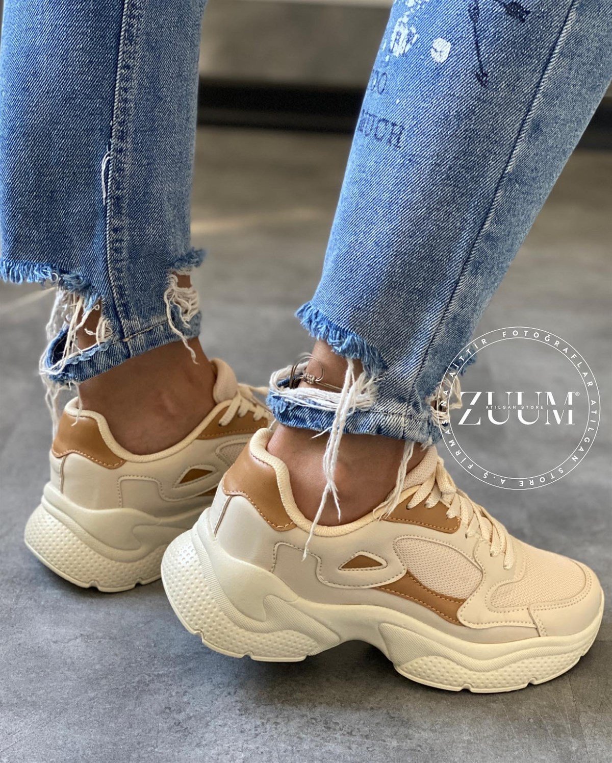 ATILGAN STORESNEAKERİles Kadın Sneakers - Ekru & Taba